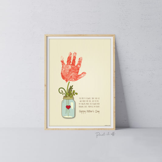Handprint Art / Flower Jar / Keepsake Craft / Happy Mother's Day / Mom Mum Grandma Nana / Baby Toddler Gift Craft DIY / Download Print
