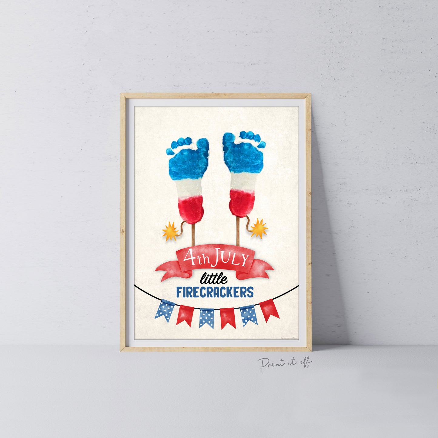 Firecrackers 4th of July / Footprint Handprint Art Craft / First Independence Day USA America / Child Kids Baby Toddler / Print It Off 0528