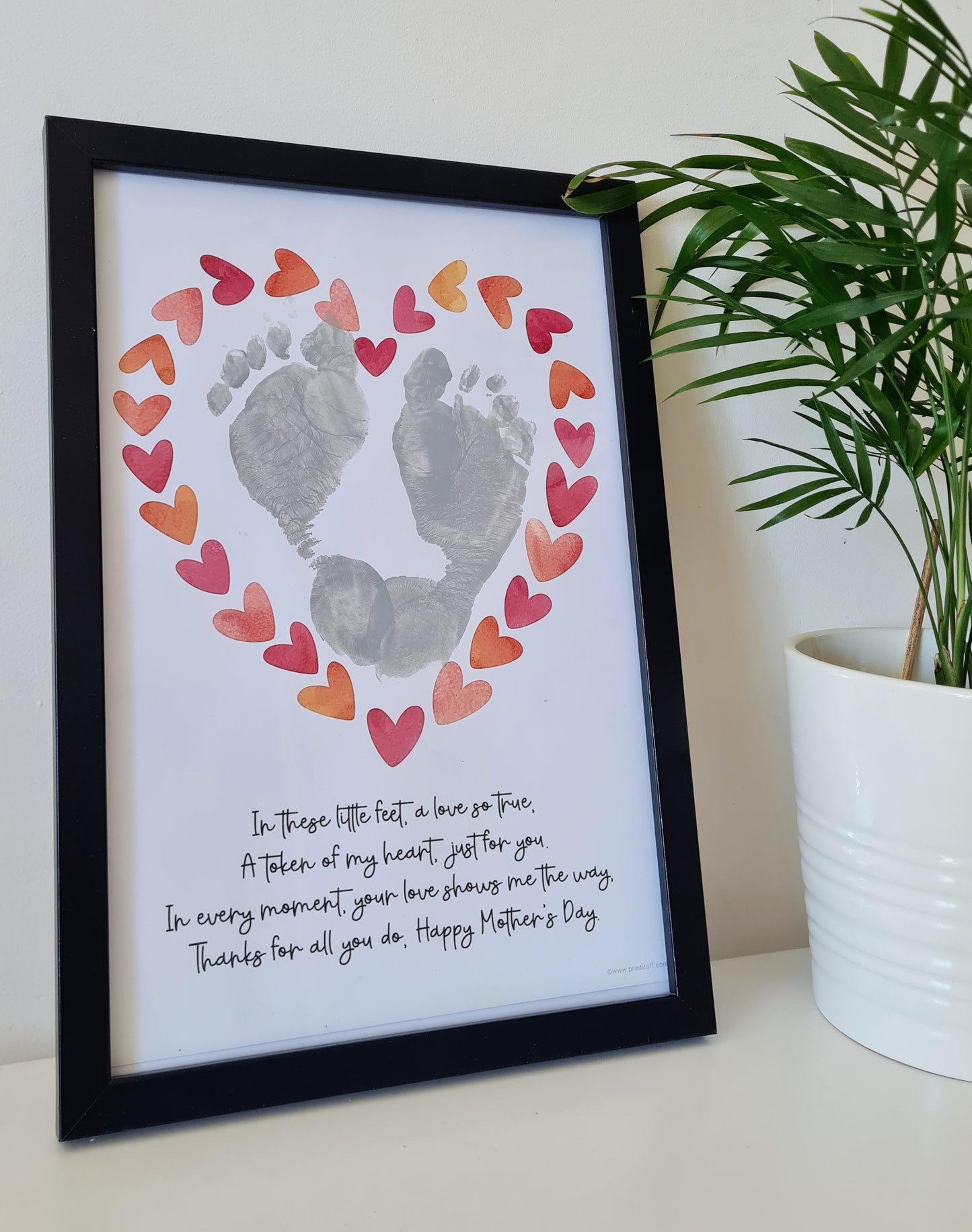 Mother's Day Little Feet Poem Heart /  Handprint Art Craft Template / Kids Baby Toddler / Keepsake DIY Card / Print It Off 0860