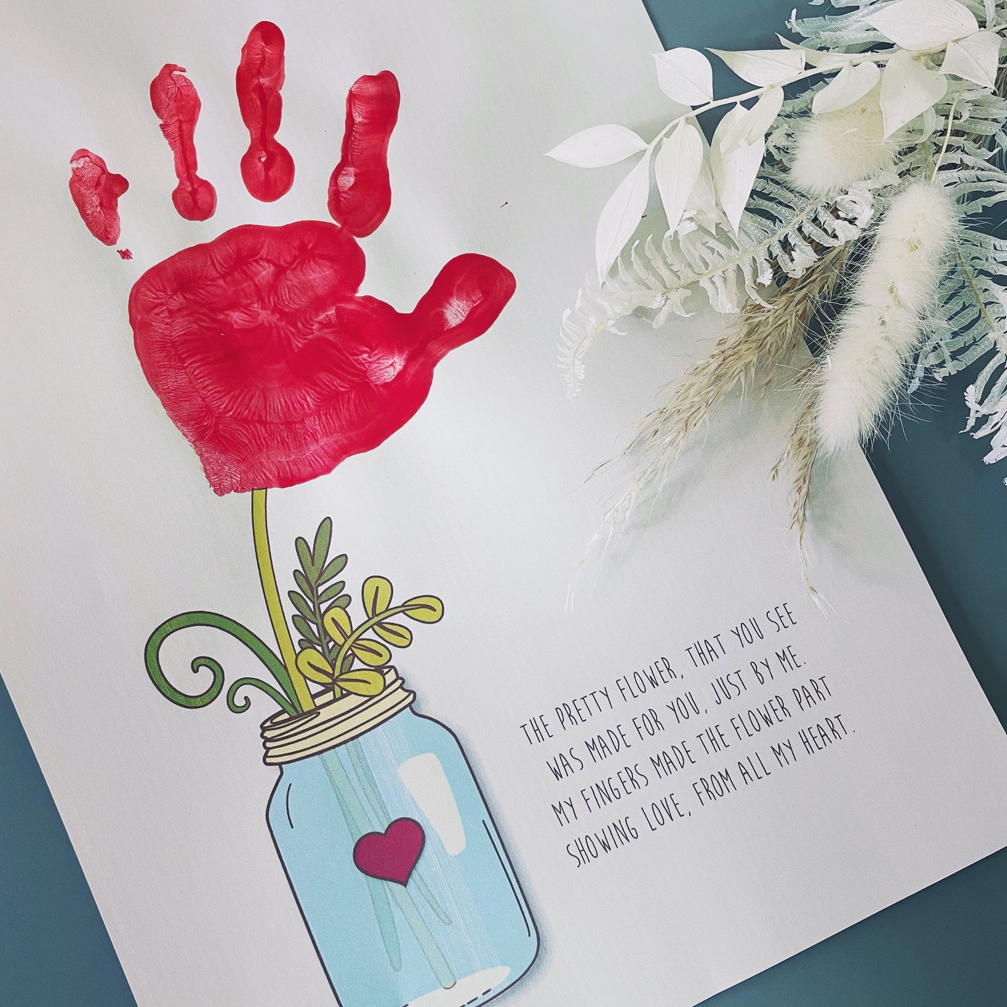 Handprint Art Craft / One Flower Poem / Keepsake Memory Child Baby Kids / Mother's Day Birthday Mom Mum / Gift Card Diy / PRINT IT OFF 0001