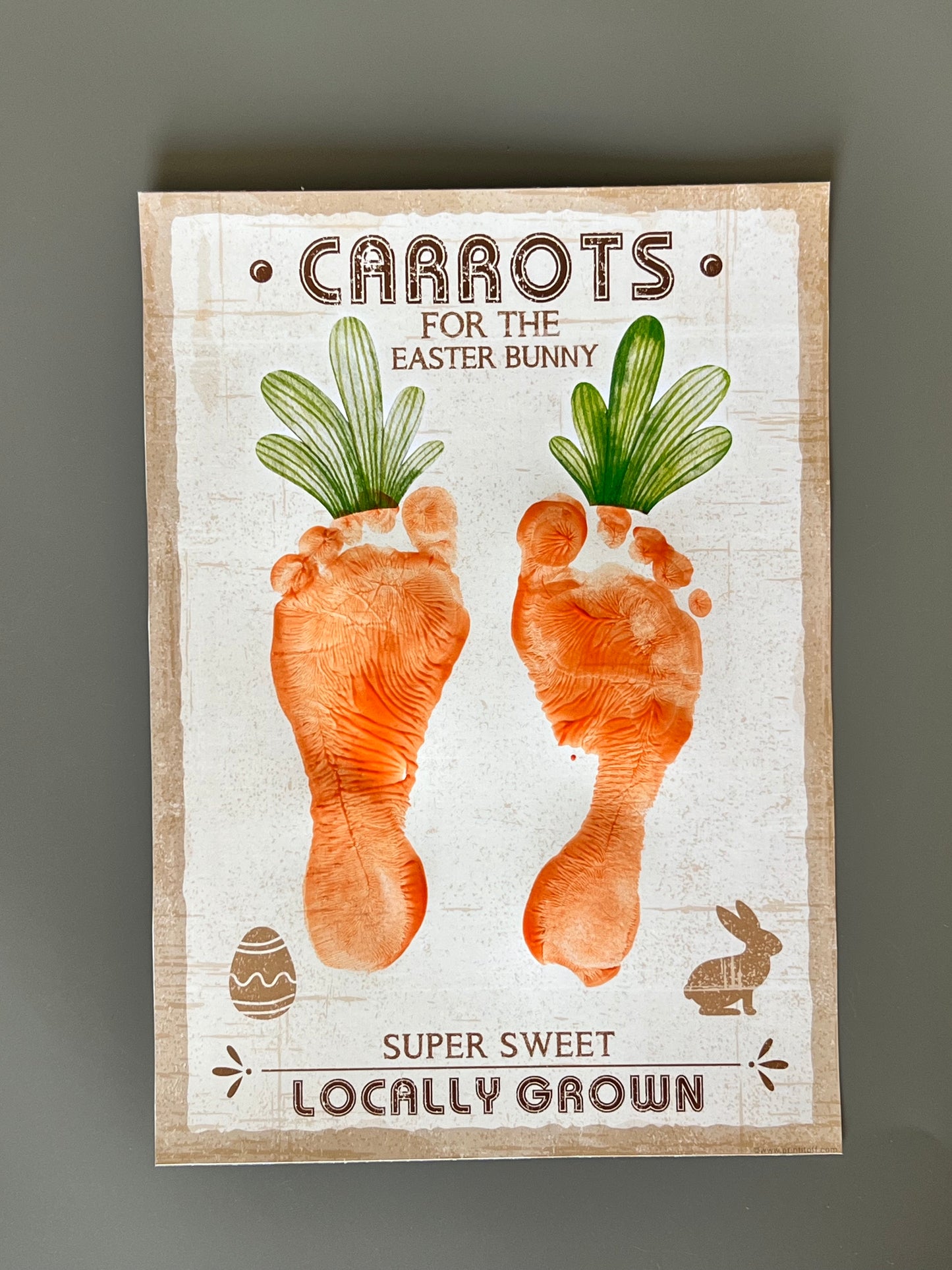Carrots for Easter Bunny / Footprint Feet Art Craft / Kids Baby Toddler / Activity Keepsake Gift Card Decor Farm Sign / PRINT IT OFF