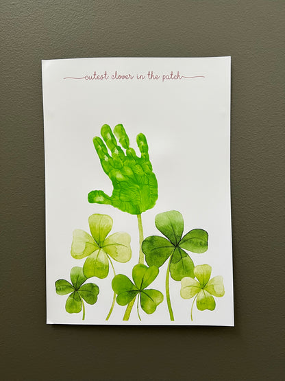 Clover Shamrock Handprint St Patrick's Day Craft Art / Cutest in the Patch / DIY Card Baby Kids Hand Printable / Print it Off 0693