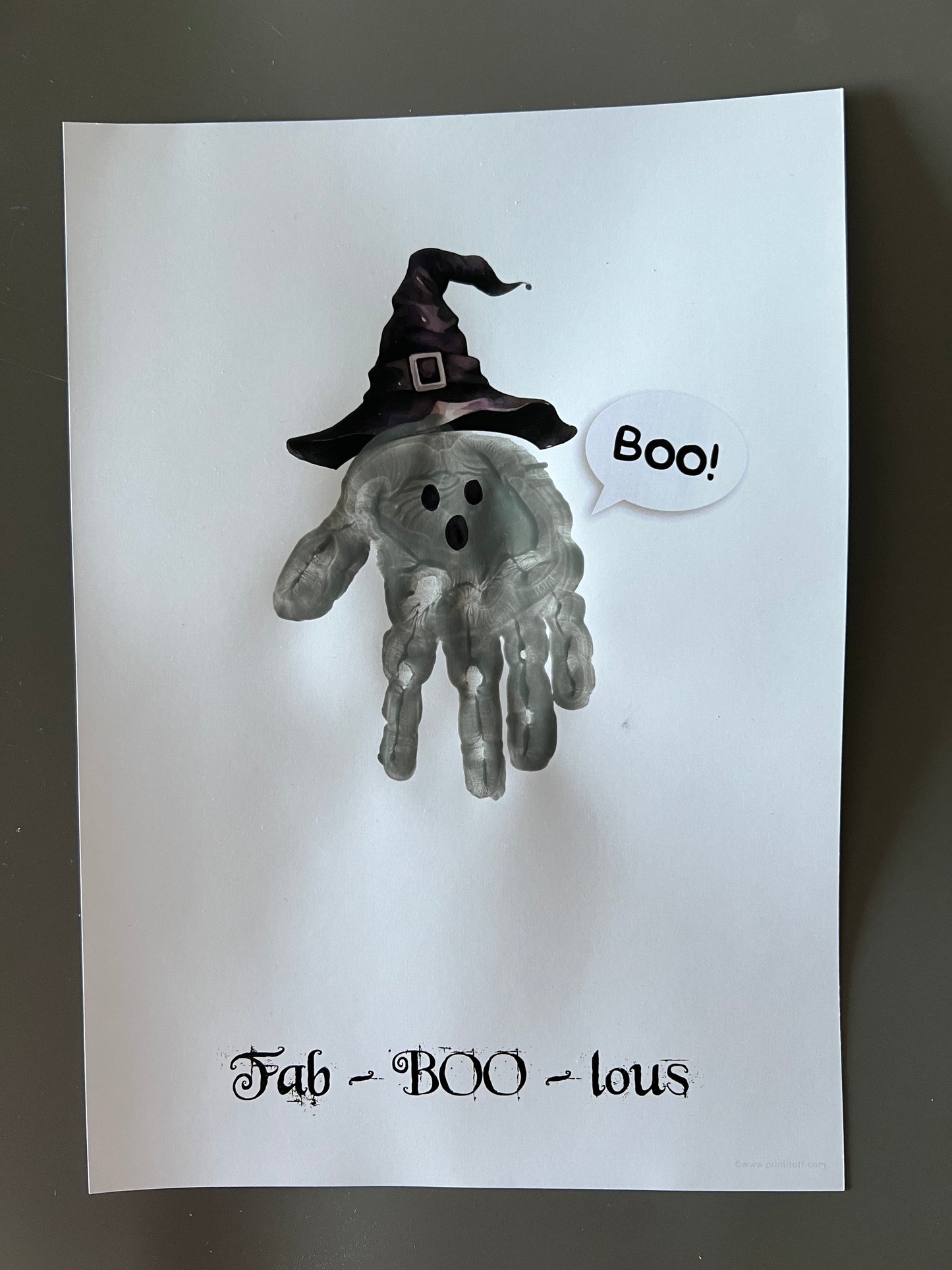 Fab-BOO-Lous Ghost Footprint Handprint Foot Hand Halloween Art Craft / Kids Toddler Baby DIY Memory Activity / Print It Off 0802