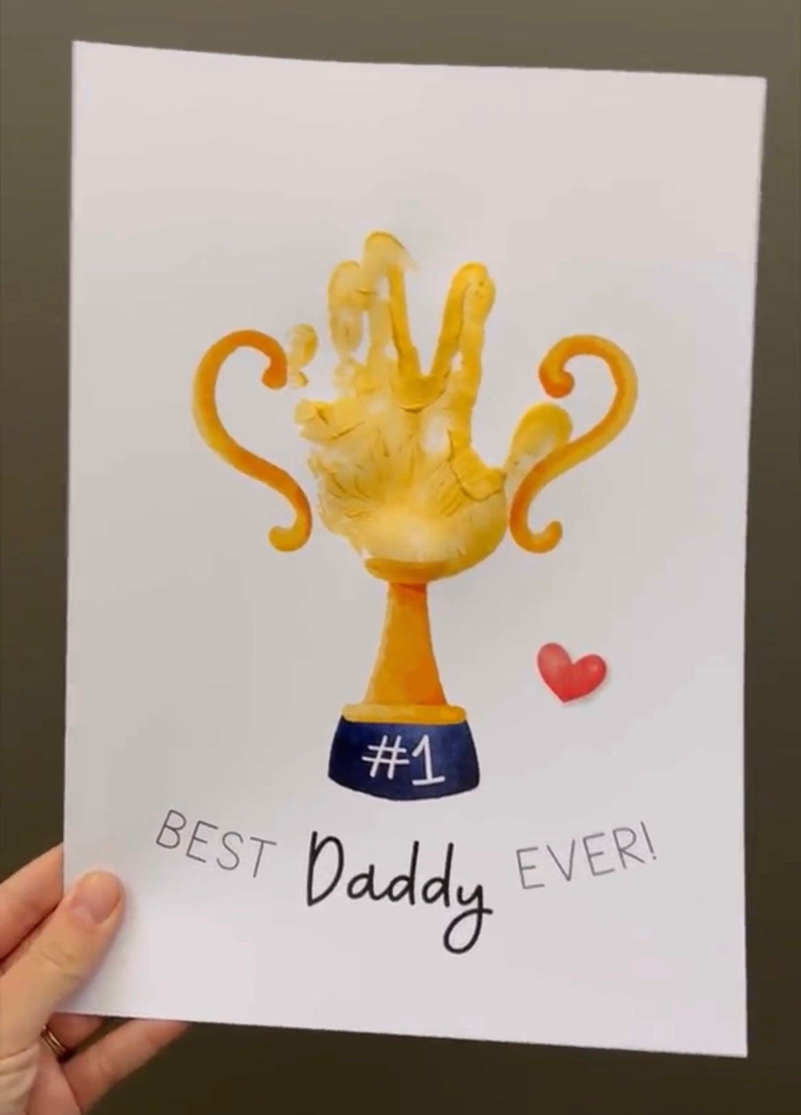 Trophy #1 Dad Daddy Handprint Art Craft / First Father's Day Award Cup / Kids Baby Child Hand / Activity Gift DIY Card / Print it off 0735