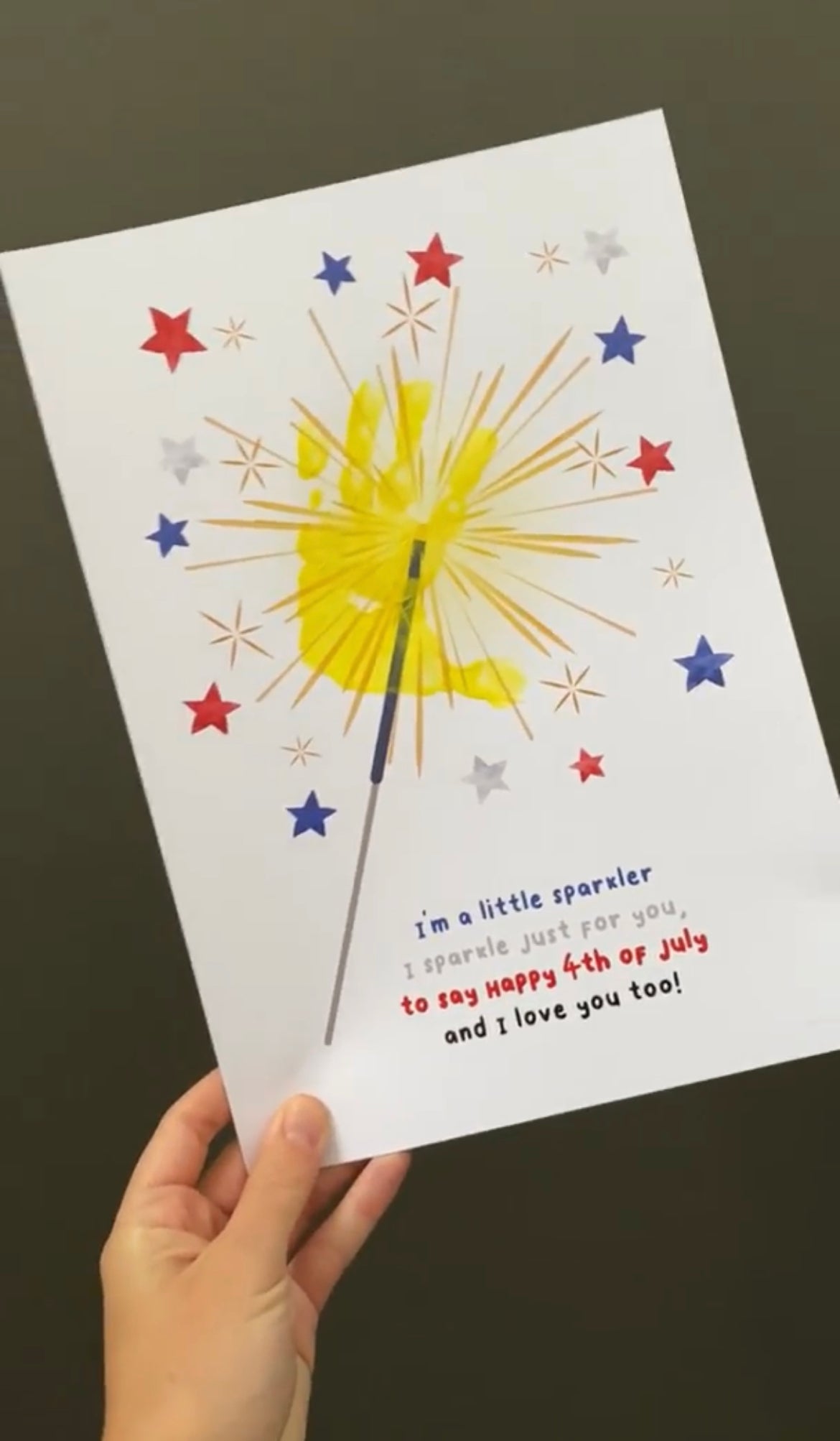 Sparkler Handprint Art / 4th of July Independence Day USA America American Firework / Child Kids Baby Toddler / Craft Print It Off 0511