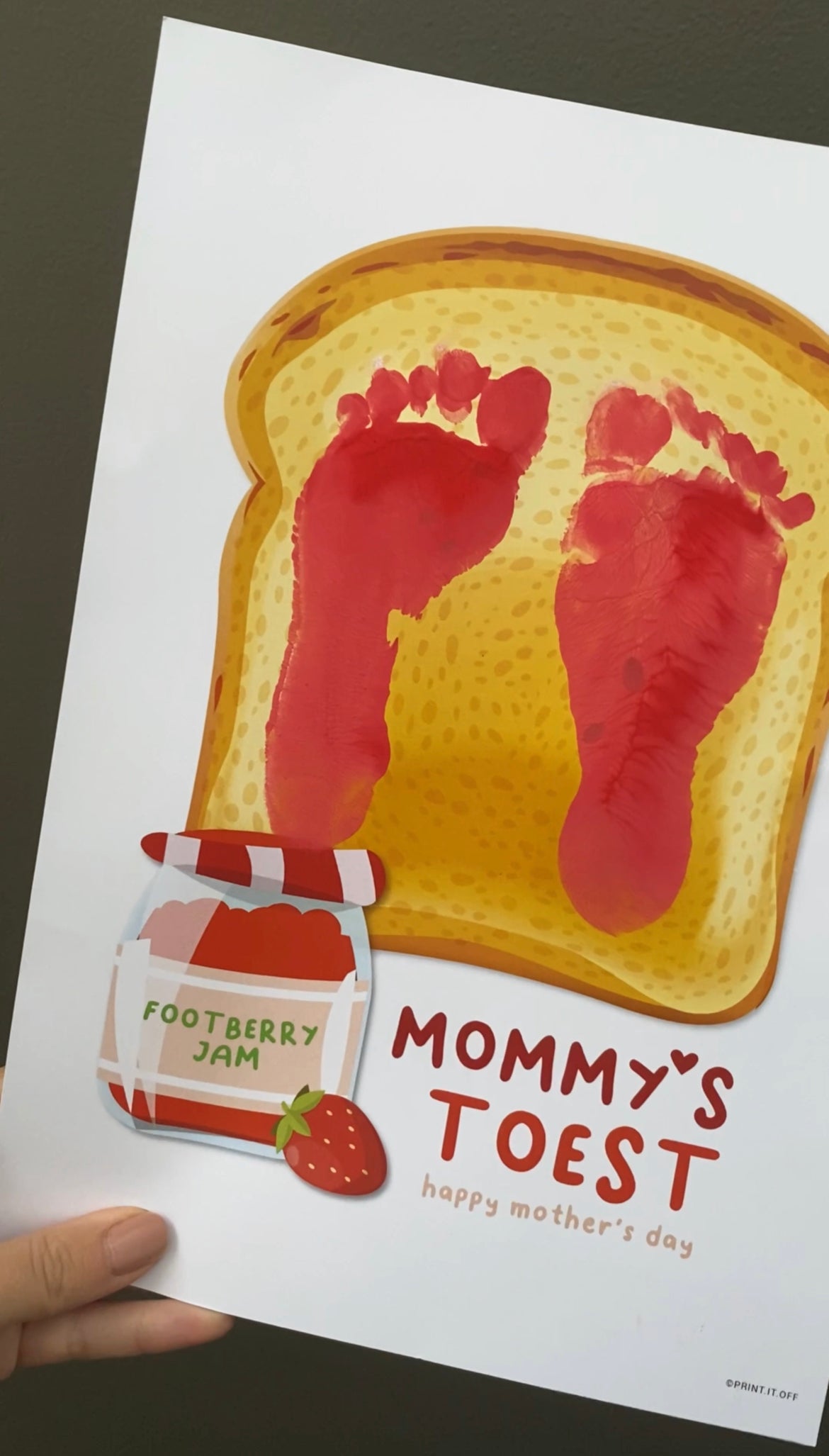 Mommy's Toest / Happy Mother's Day Mom / Footprint Feet Toes Art / Keepsake Baby Toddler Gift Card Craft Diy / Footprint PRINT IT OFF 0225