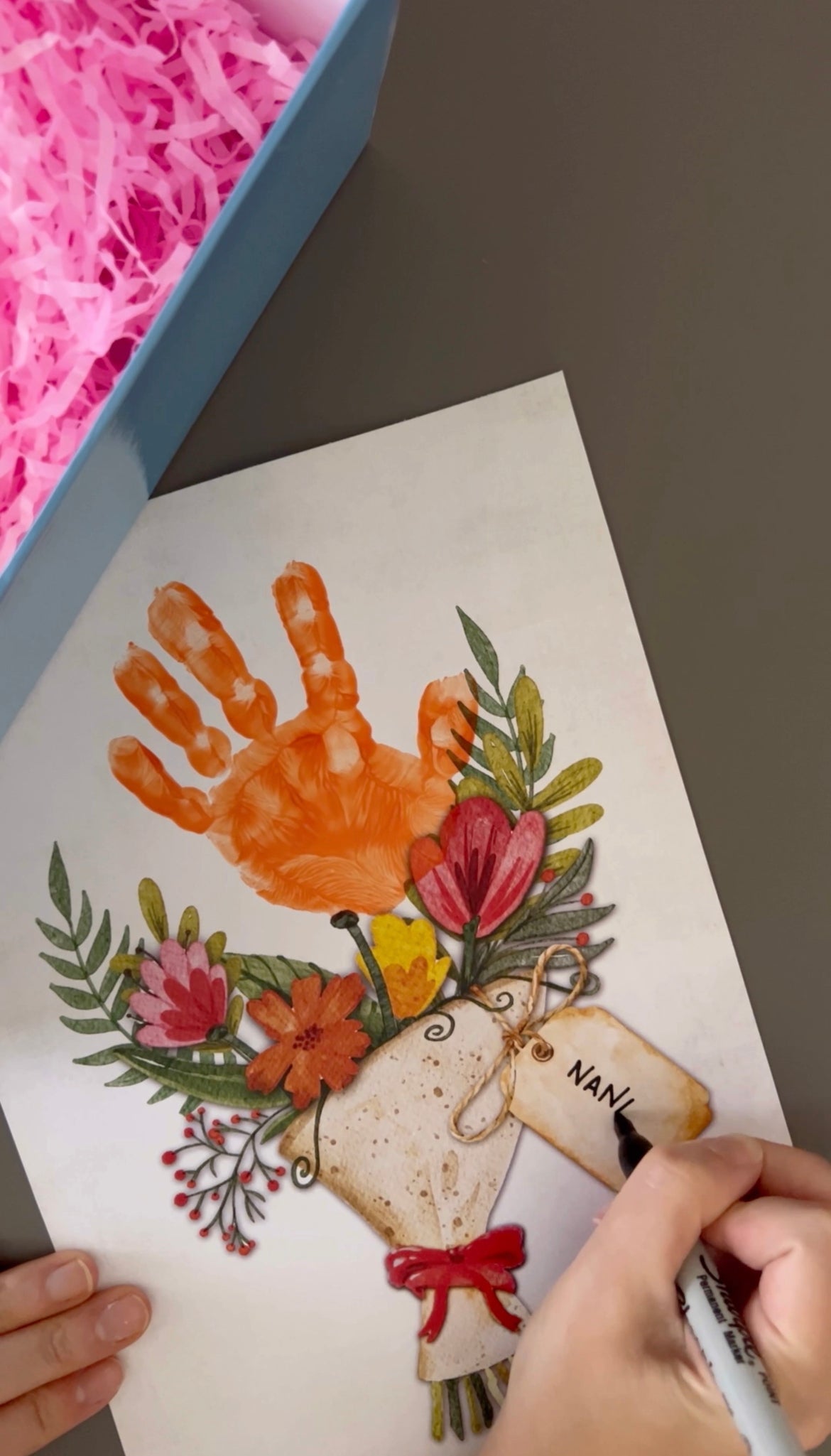 Handprint Footprint Craft Art / Flower Bunch / Mom Mum Mothers Day / Kids Baby Toddler Child / Activity Gift Card DIY / Print it off