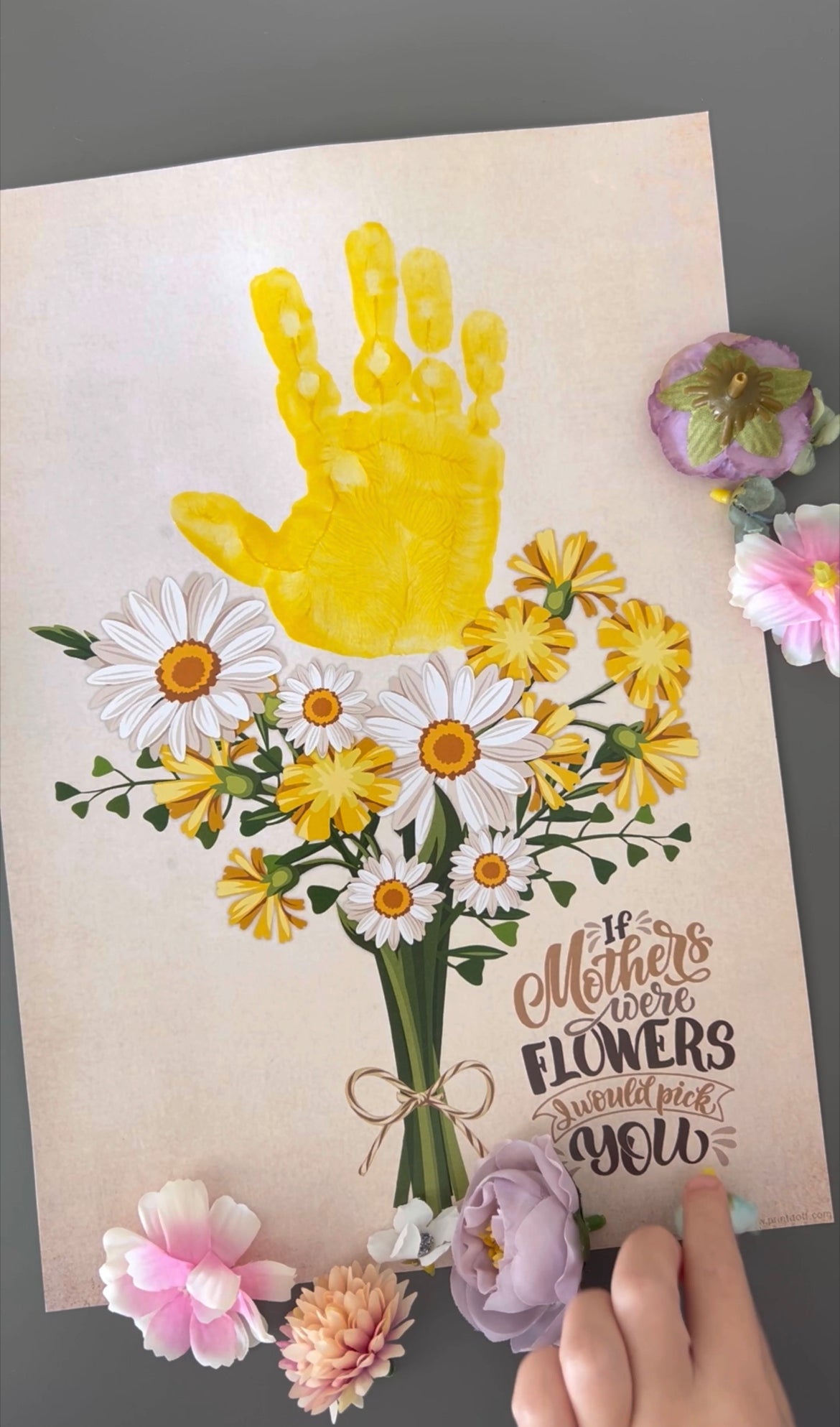 If Mothers Were Flowers I'd Pick You / Mother's Day Handprint Hand Art Craft / Kids Baby Toddler / Keepsake DIY Card / Print It Off