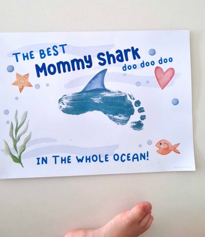 Best Mommy Shark / Footprint Handprint Art Craft Mom Mother's Day Birthday / Kids Baby Toddler / Keepsake Gift Card / PRINT IT OFF 0740
