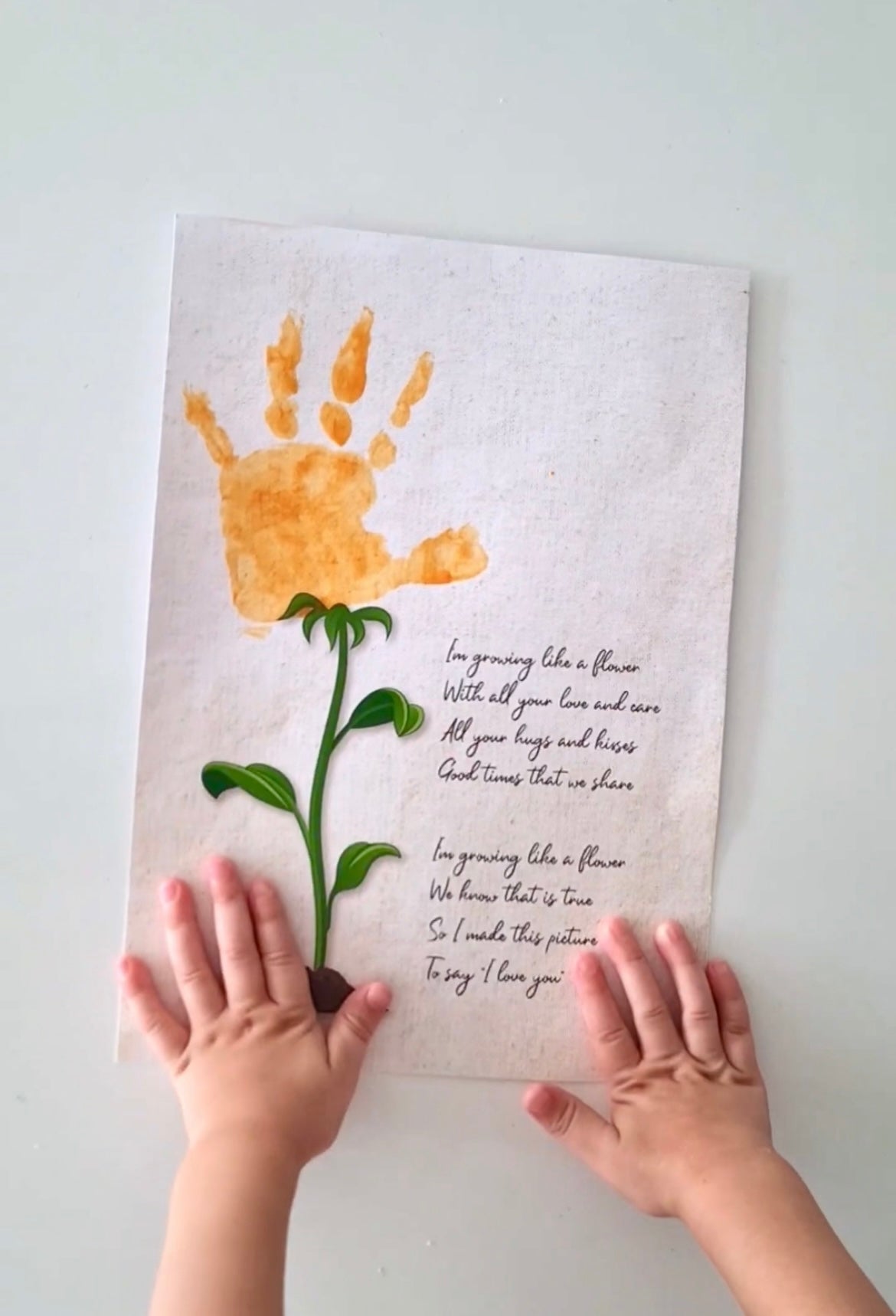 I'm Growing Like a Flower / Hand Handprint Art / Kids Baby Toddler / Mother's Day Mom Mum / Keepsake Craft Gift DIY Card / Print It Off 0206