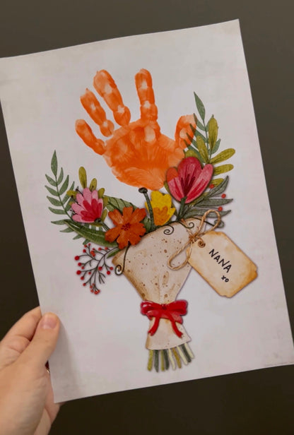 Handprint Footprint Craft Art / Flower Bunch / Mom Mum Mothers Day / Kids Baby Toddler Child / Activity Gift Card DIY / Print it off