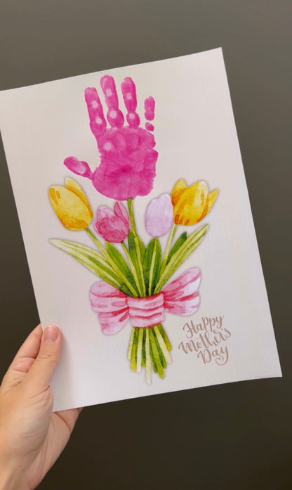 Happy Mothers Day Handprint Craft Art / Flower Bunch / Mom Mum / Kids Baby Toddler Child / Activity Gift Diy Card Print / PRINT IT OFF 0424