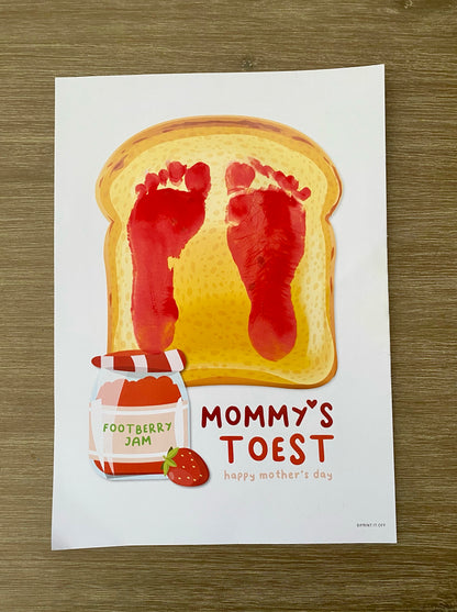 Mommy's Toest / Happy Mother's Day Mom / Footprint Feet Toes Art / Keepsake Baby Toddler Gift Card Craft Diy / Footprint PRINT IT OFF 0225