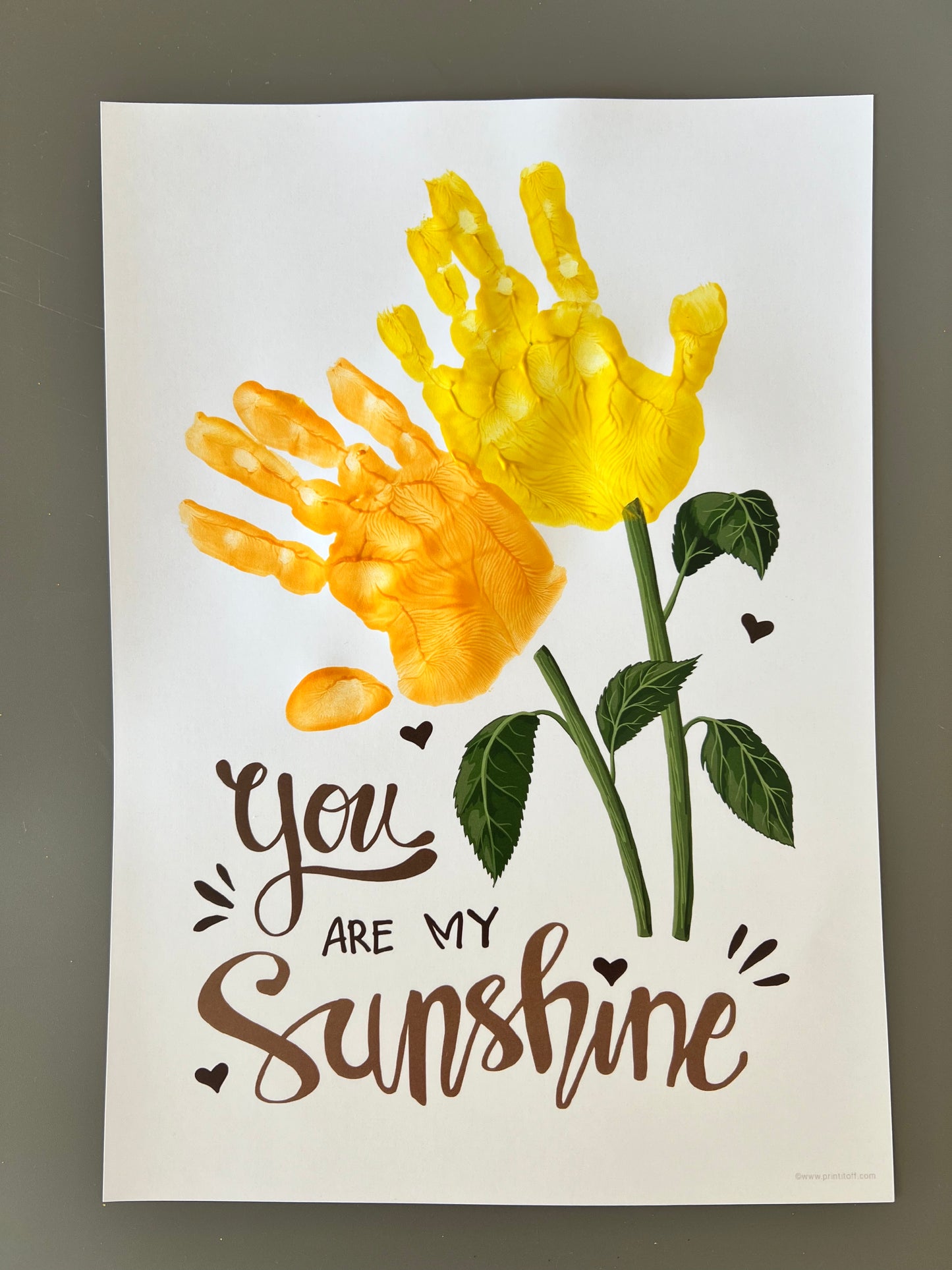 You Are My Sunshine Handprint Craft Art / Sun Flower 2 Hands / Baby Toddler Child / Decor Nursery Activity Gift Diy Card / PRINT IT OFF 0461