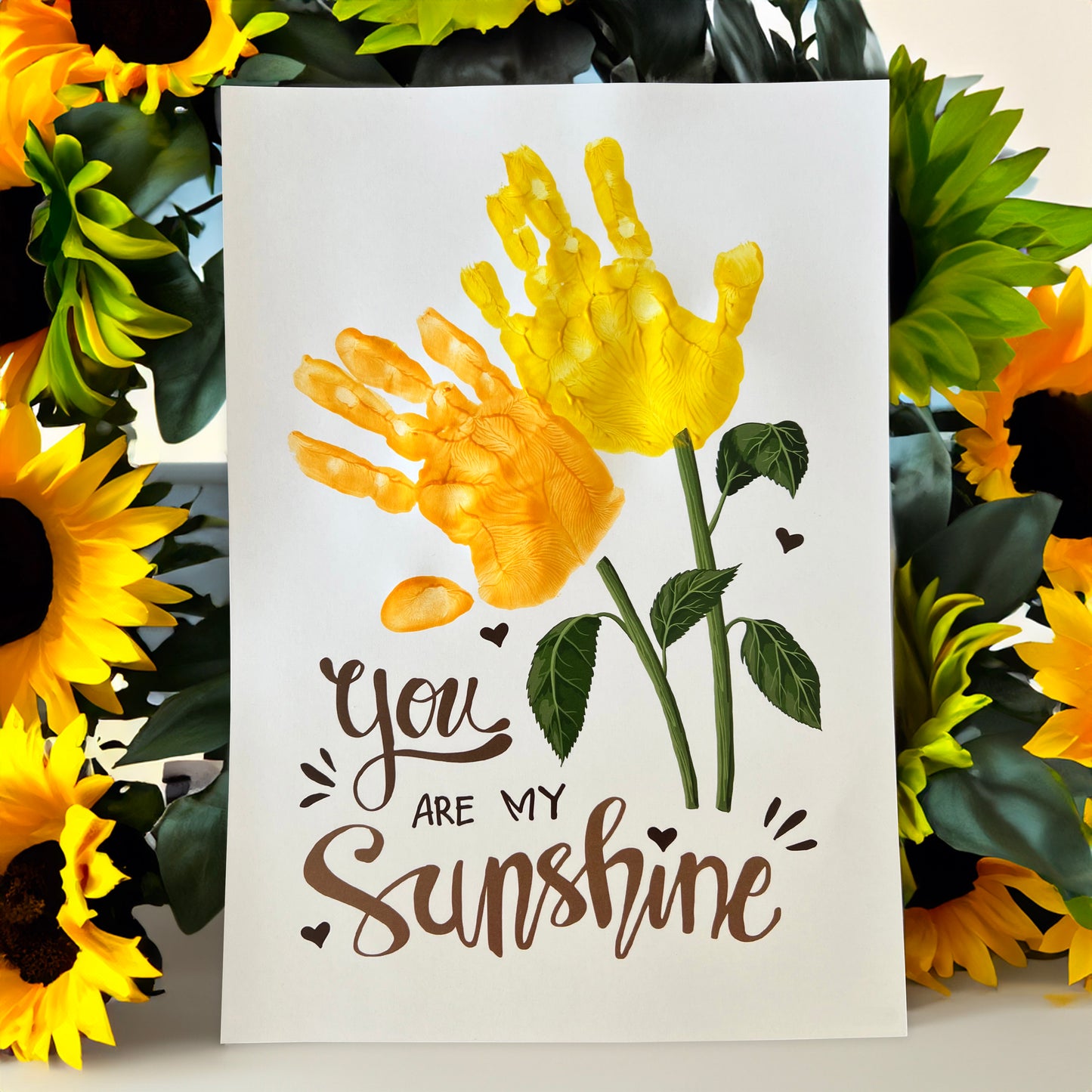 You Are My Sunshine Handprint Craft Art / Sun Flower 2 Hands / Baby Toddler Child / Decor Nursery Activity Gift Diy Card / PRINT IT OFF 0461