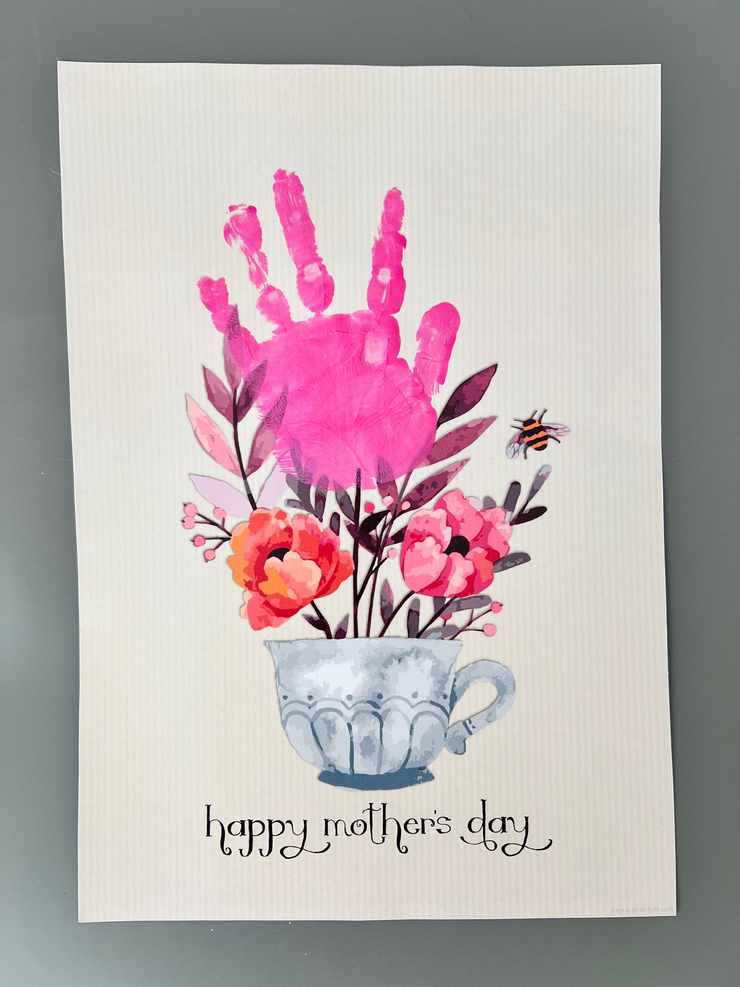 Handprint Teacup 2023 / Mother's Day Mom Mum / Footprint Craft Art / Kids Baby Toddler / DIY Keepsake Activity Card Gift Print It Off 0199
