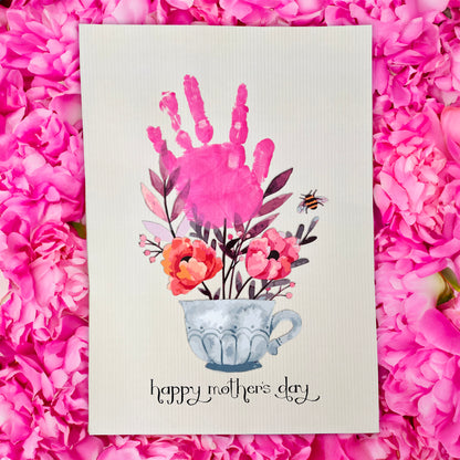 Handprint Teacup / Mother's Day Mom Mum / Footprint Craft Art / Kids Baby Toddler / DIY Keepsake Activity Card Gift Print It Off 0199