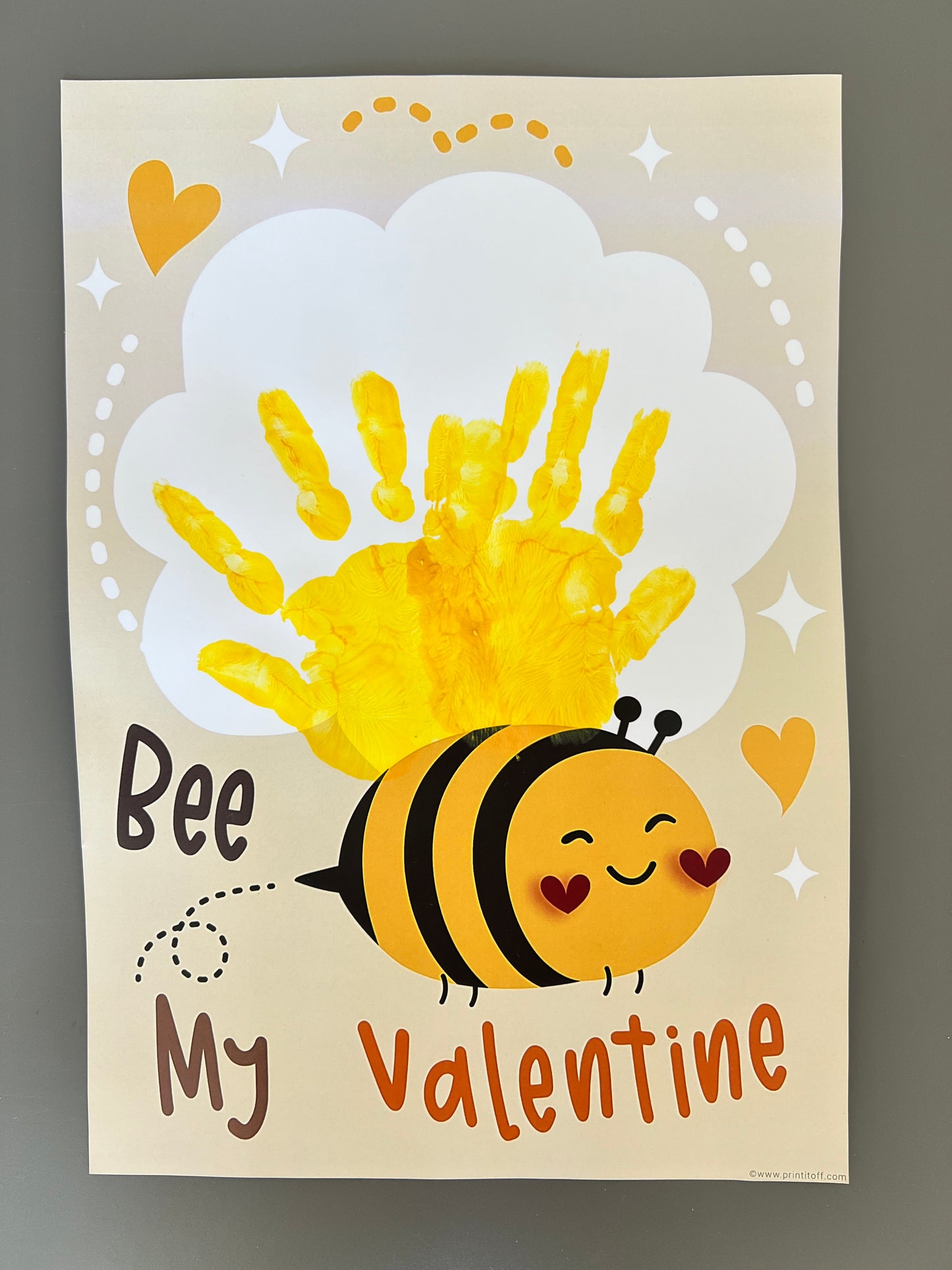 Bee My Valentine / Bumble Bee / Handprint Footprint Art / Happy Valentine's Day / DIY Card Craft / Kids Baby Toddler / Print it Off 0823