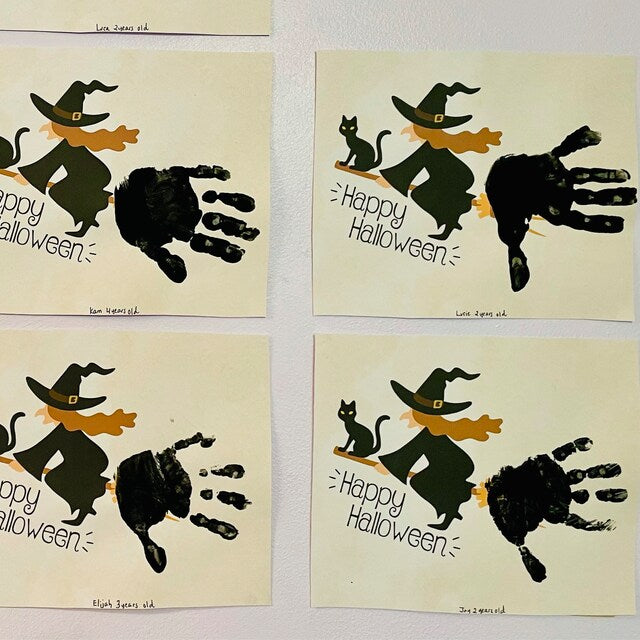 Halloween Art Craft / Handprint Art / Witch Broom Stick / Happy Halloween Sign / Kids Baby Toddler / Keepsake Memory DIY Card Print 0309