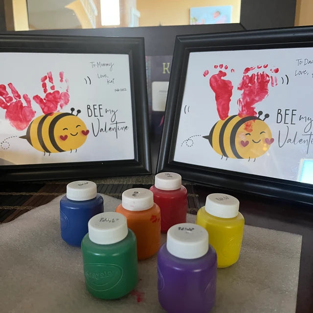 Bee My Valentine / Handprint Footprint Art / Happy Valentine's Day / Bumble Bee / DIY Card Craft Art / Kids Baby Toddler / Print it Off 0167