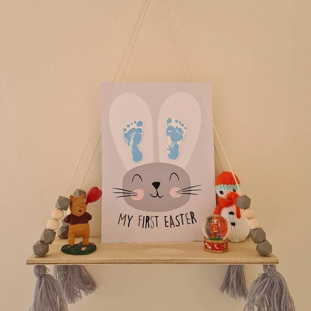 My First 1st Easter / Footprint Handprint Art / Cute Bunny Happy Easter / Baby Toddler / Keepsake Memory Craft DIY Card / Print It Off