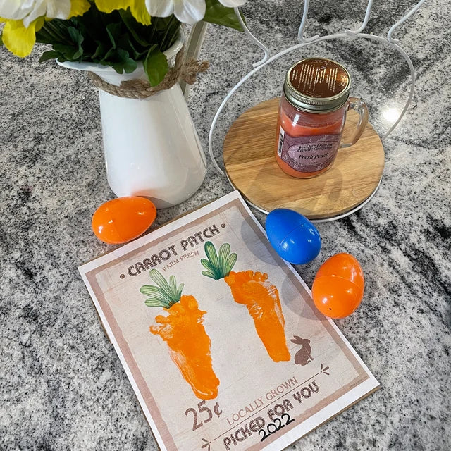Farm Sign Carrot Patch Easter / Footprint Feet Art Craft / Kids Baby Toddler / Activity Keepsake Gift Card Decor Sign / PRINT IT OFF 0417