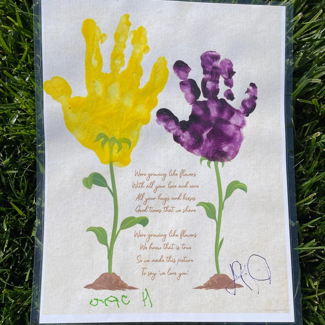 We're Growing Like a Flower / Hands Handprint Art / Kids Baby Toddler / Mother's Day Mom Mum / Keepsake Craft Gift DIY Card Print 0365