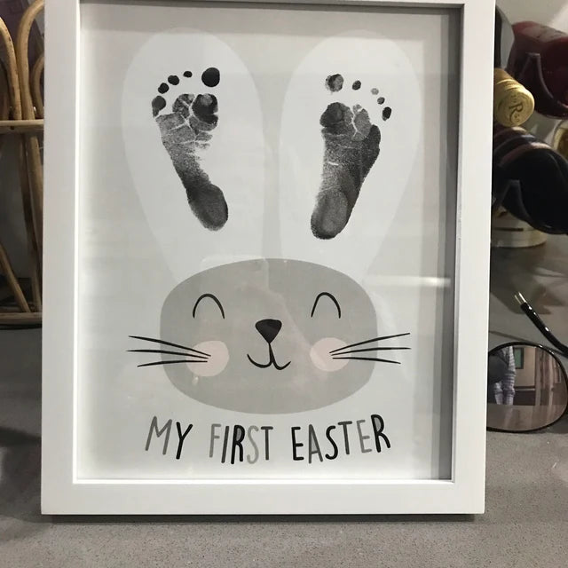 My First 1st Easter / Footprint Handprint Art / Cute Bunny Happy Easter / Baby Toddler / Keepsake Memory Craft DIY Card / Print It Off