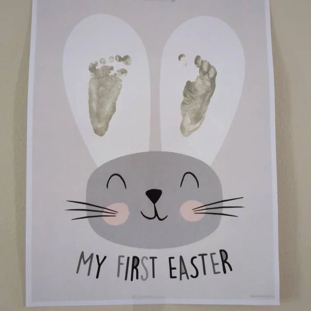 My First 1st Easter / Footprint Handprint Art / Cute Bunny Happy Easter / Baby Toddler / Keepsake Memory Craft DIY Card / Print It Off