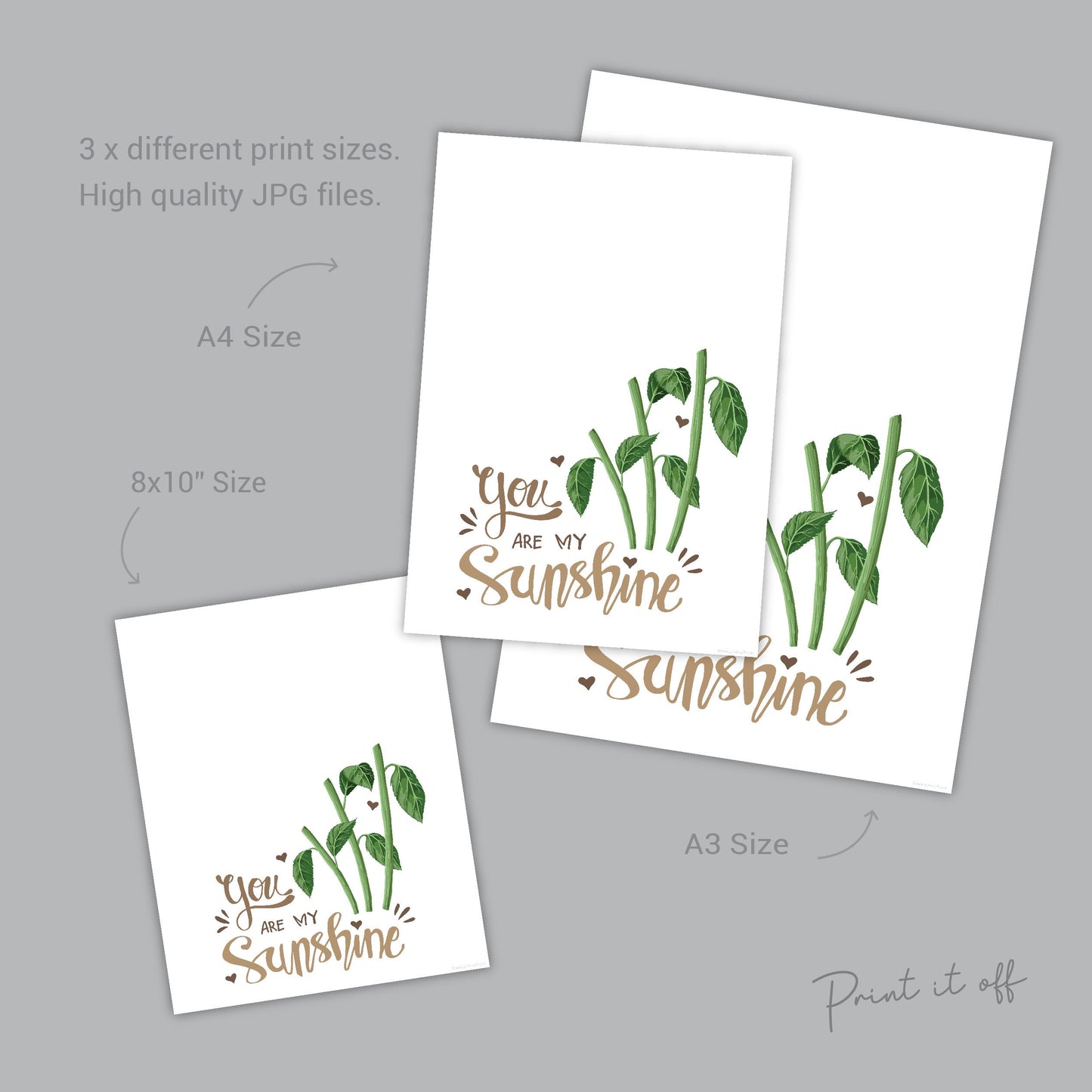 You Are My Sunshine Handprint Craft Art / 3 x Stems Sunflower / Kids Baby Toddler Siblings / Activity Gift Diy Card / PRINT IT OFF