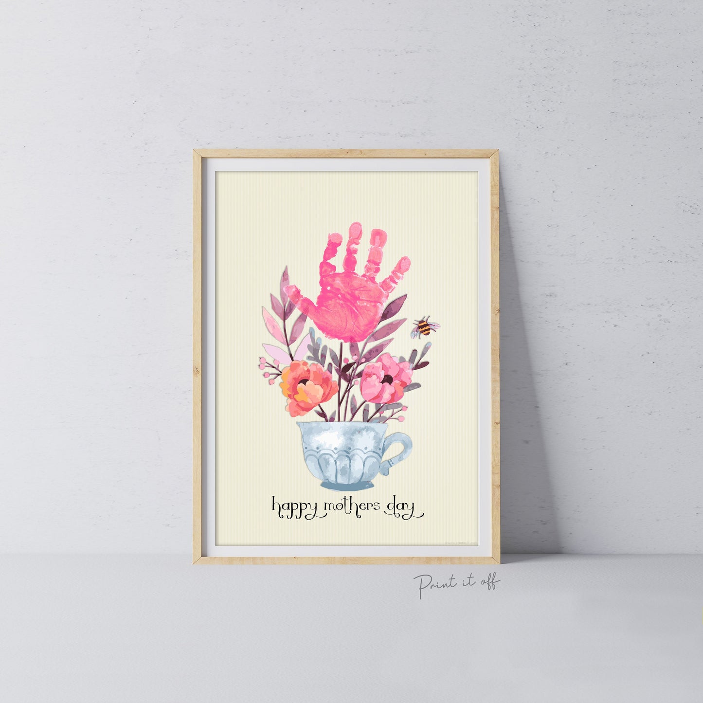 Handprint Teacup 2023 / Mother's Day Mom Mum / Footprint Craft Art / Kids Baby Toddler / DIY Keepsake Activity Card Gift Print It Off 0199