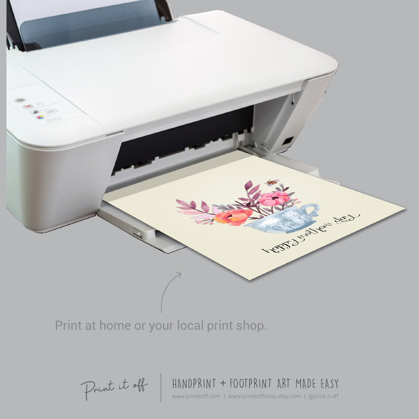 Handprint Teacup 2023 / Mother's Day Mom Mum / Footprint Craft Art / Kids Baby Toddler / DIY Keepsake Activity Card Gift Print It Off 0199