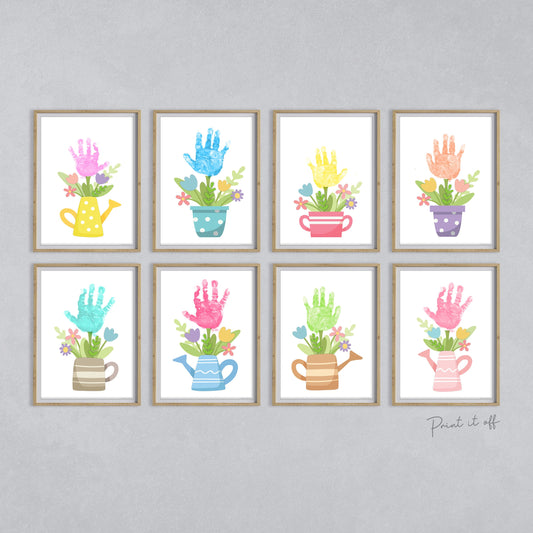 Flower Pots Handprint Hand Hands Art Craft / Mother's Day Mom Mum / Kids Baby Toddler / Keepsake DIY Gift Card / Print It Off 0862