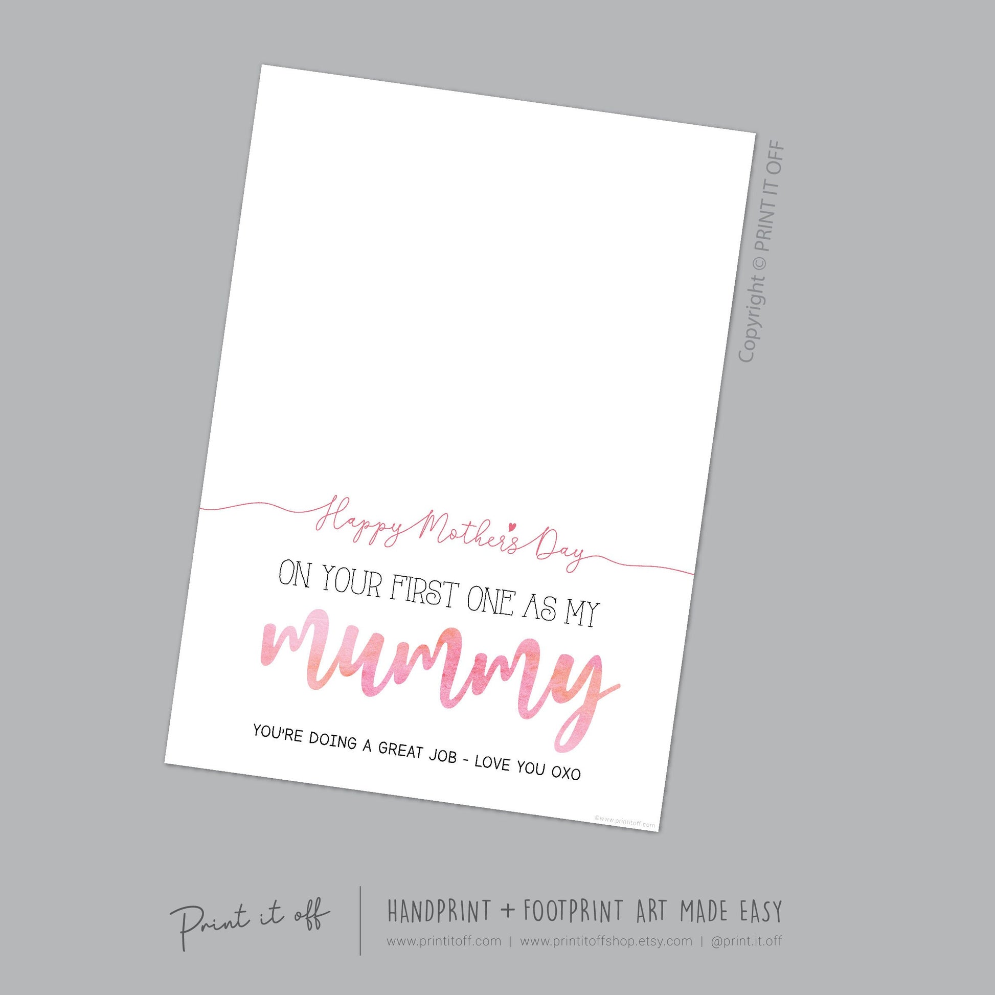 Mummy 1st First Mother's Day Mum / Footprint Handprint Feet Foot Art Craft / Kids Baby Toddler / Keepsake DIY Card / Print It Off