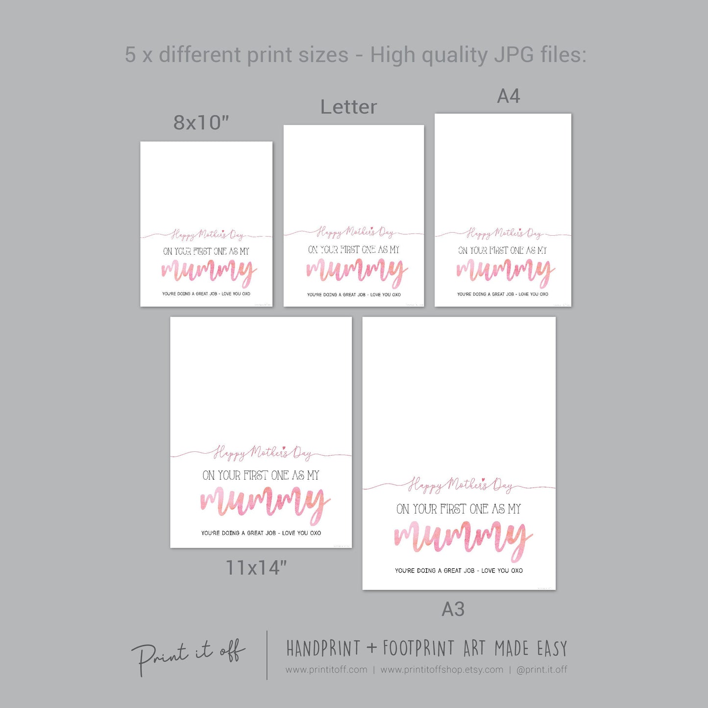 Mummy 1st First Mother's Day Mum / Footprint Handprint Feet Foot Art Craft / Kids Baby Toddler / Keepsake DIY Card / Print It Off