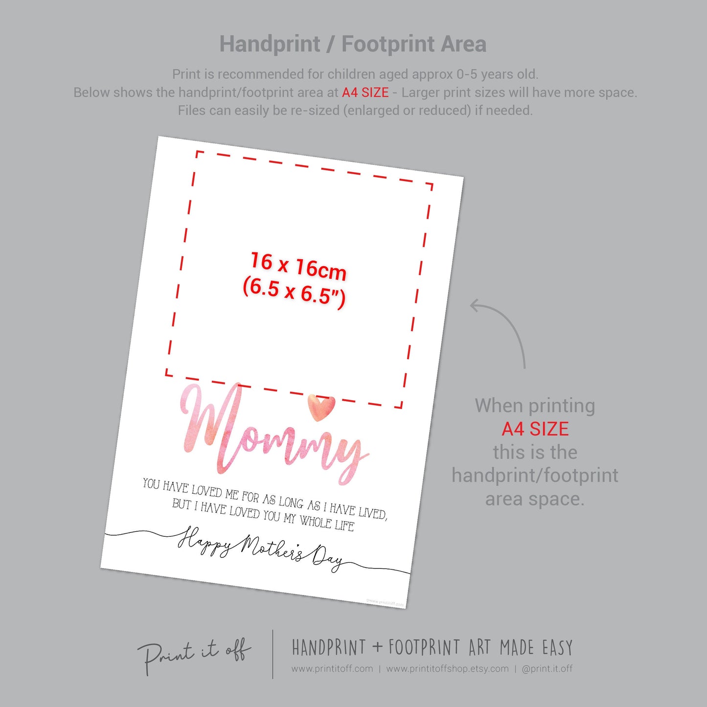 Mommy Happy Mother's Day Mom / Footprint Handprint Feet Foot Art Craft / Kids Baby Toddler / Keepsake DIY Card / Print It Off