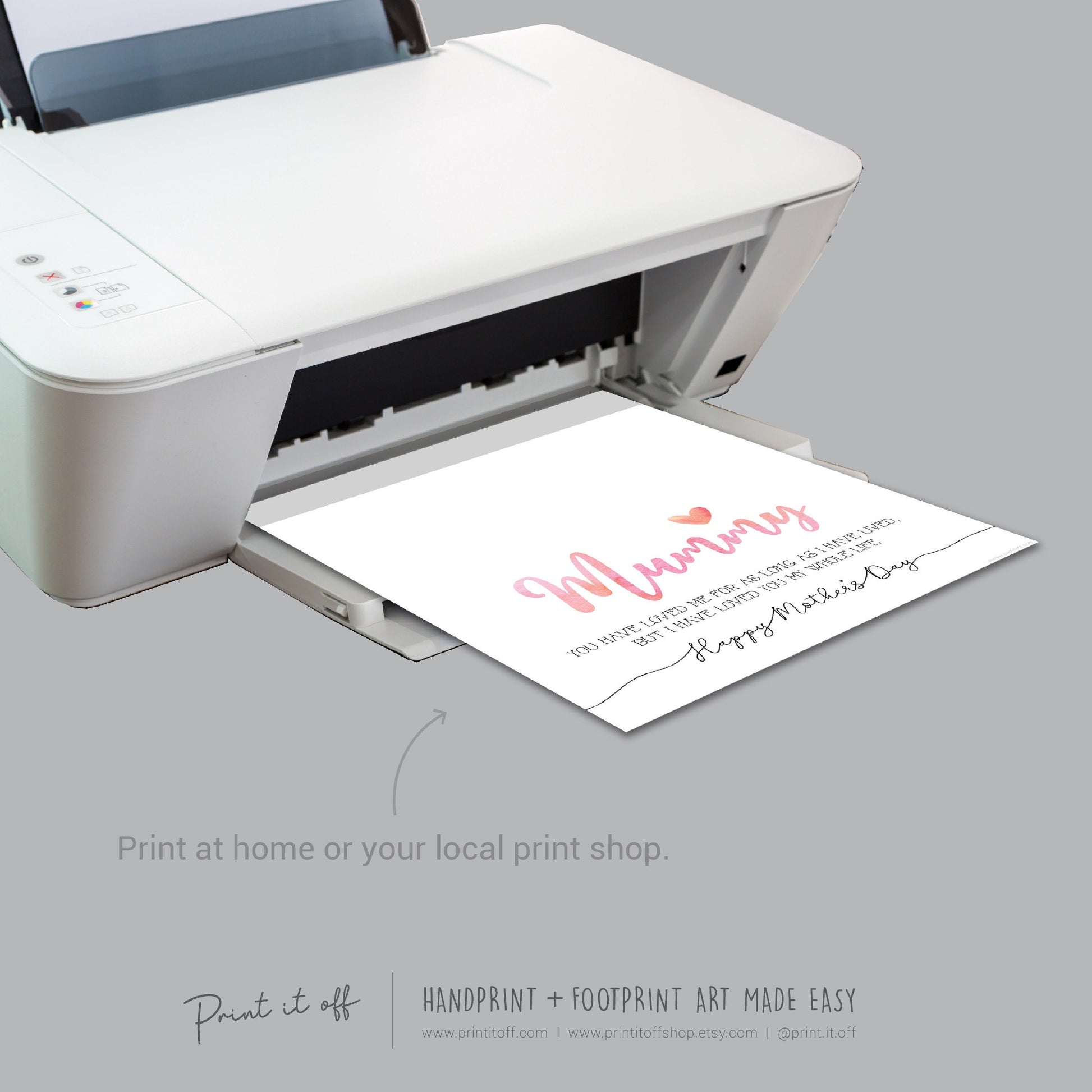 Mummy Happy Mother's Day Mum / Footprint Handprint Feet Foot Art Craft / Kids Baby Toddler / Keepsake DIY Card / Print It Off