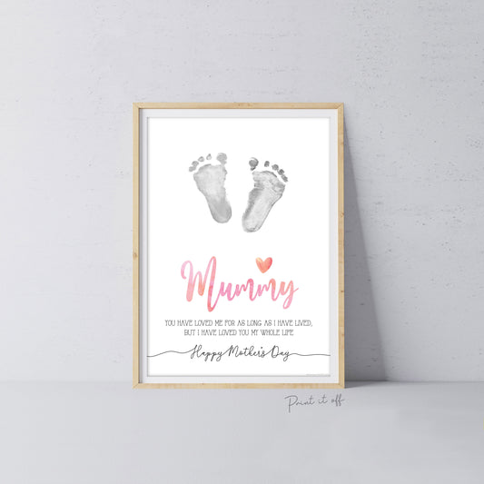 Mummy Happy Mother's Day Mum / Footprint Handprint Feet Foot Art Craft / Kids Baby Toddler / Keepsake DIY Card / Print It Off