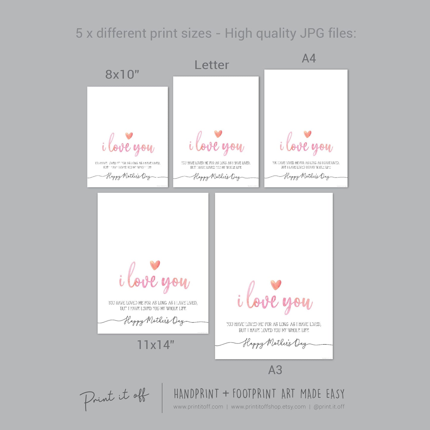 Happy Mother's Day Love You / Footprint Handprint Feet Foot Art Craft / Kids Baby Toddler / Keepsake DIY Card / Print It Off