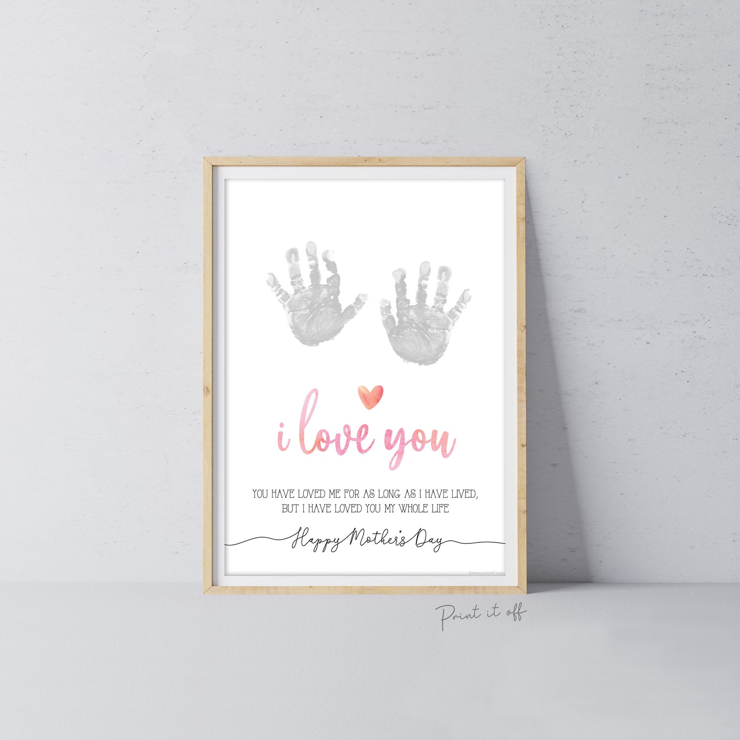 Happy Mother's Day Love You / Footprint Handprint Feet Foot Art Craft / Kids Baby Toddler / Keepsake DIY Card / Print It Off