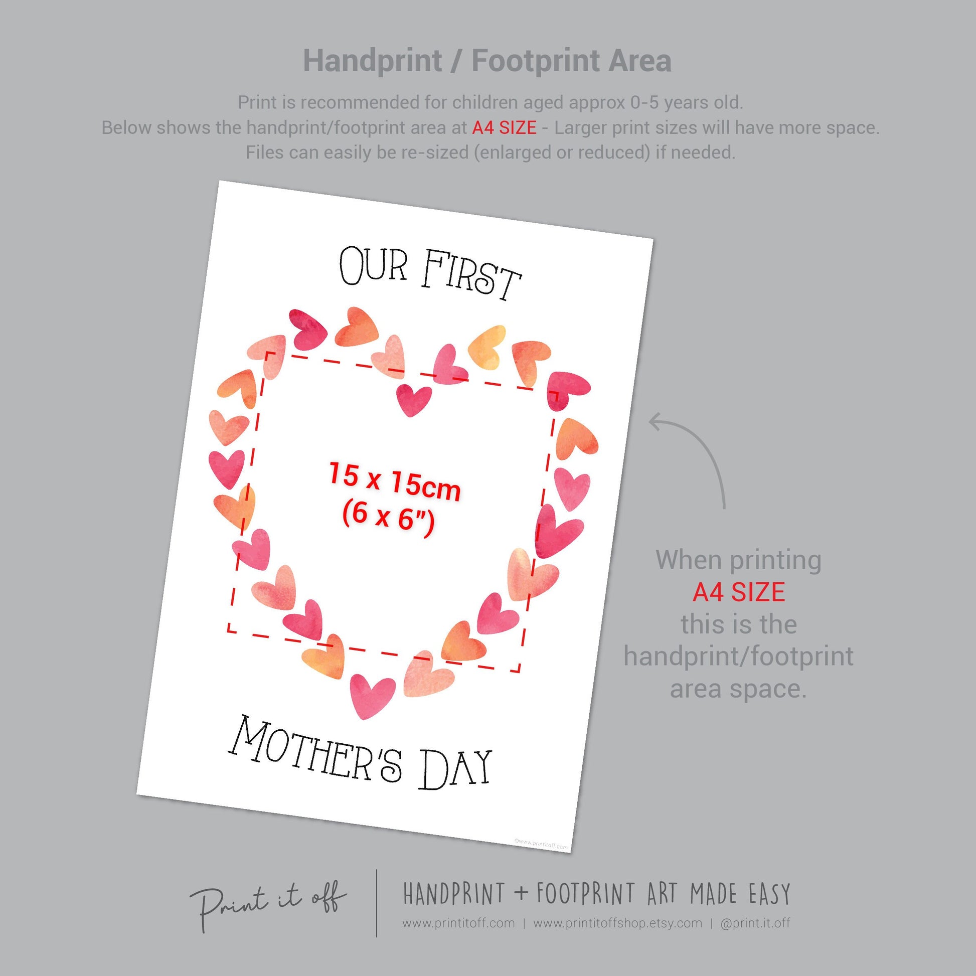 Our 1st First Mother's Day Mom Mum / Footprint Handprint Feet Foot Art Craft / Kids Baby Toddler / Keepsake DIY Card / Print It Off