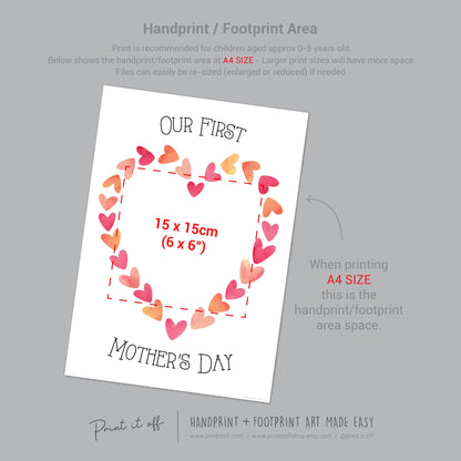 Our 1st First Mother&#39;s Day Mom Mum / Footprint Handprint Feet Foot Art Craft / Kids Baby Toddler / Keepsake DIY Card / Print It Off