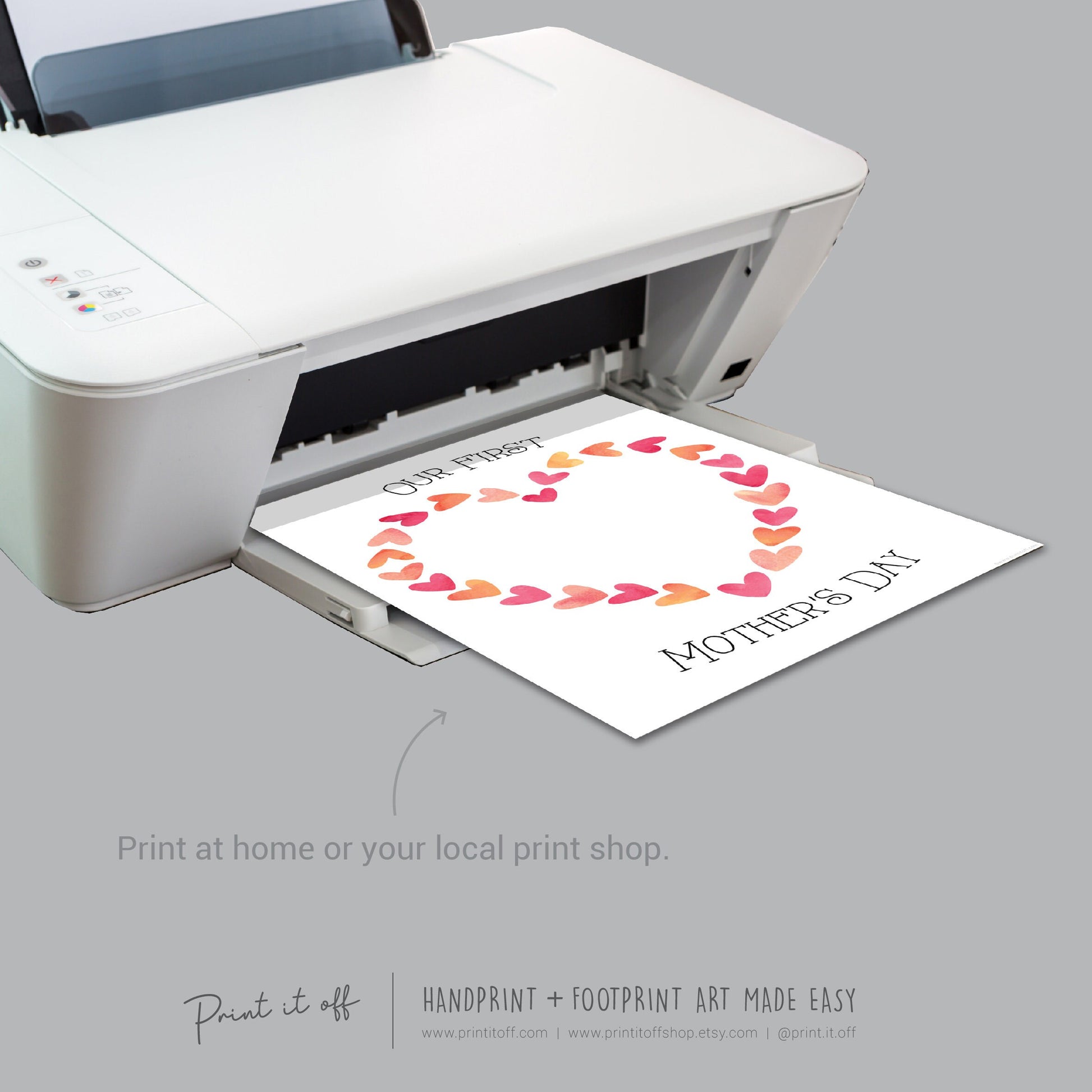 Our 1st First Mother's Day Mom Mum / Footprint Handprint Feet Foot Art Craft / Kids Baby Toddler / Keepsake DIY Card / Print It Off