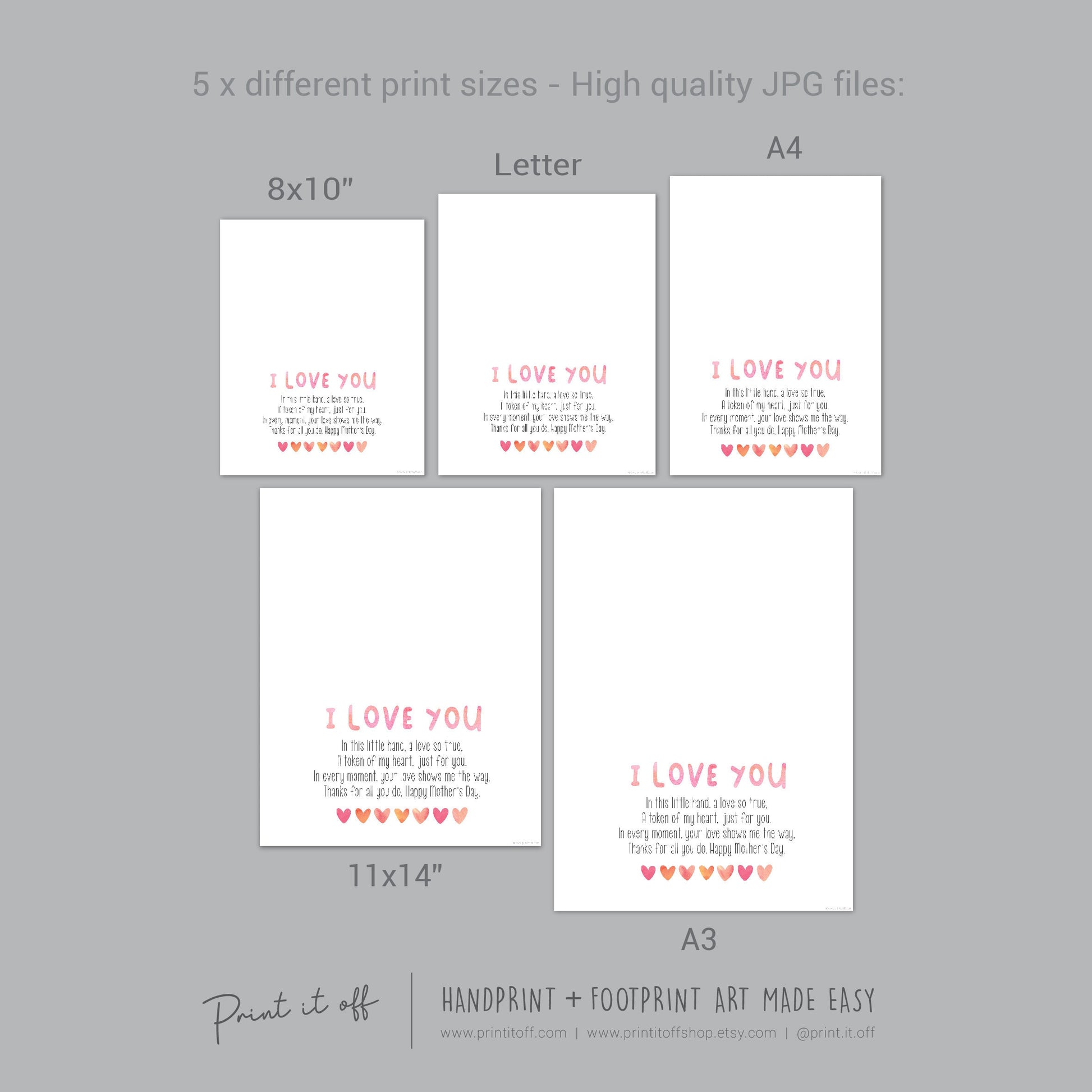 Mother's Day Love You Hand Poem / Handprint Art Craft Template / Kids Baby Toddler / Keepsake DIY Card / Print It Off