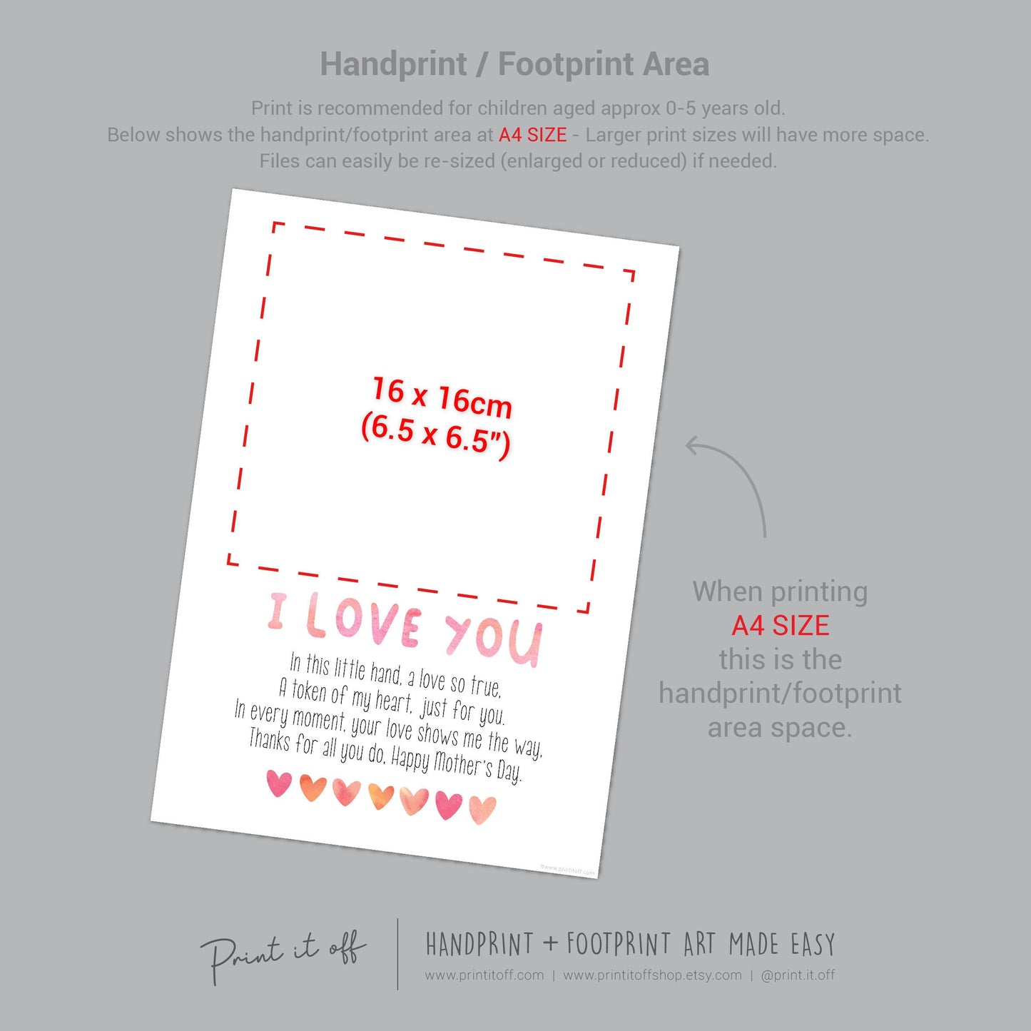 Mother's Day Love You Hand Poem / Handprint Art Craft Template / Kids Baby Toddler / Keepsake DIY Card / Print It Off