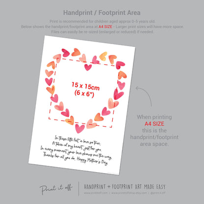 Mother&#39;s Day Little Feet Poem Heart / Handprint Art Craft Template / Kids Baby Toddler / Keepsake DIY Card / Print It Off
