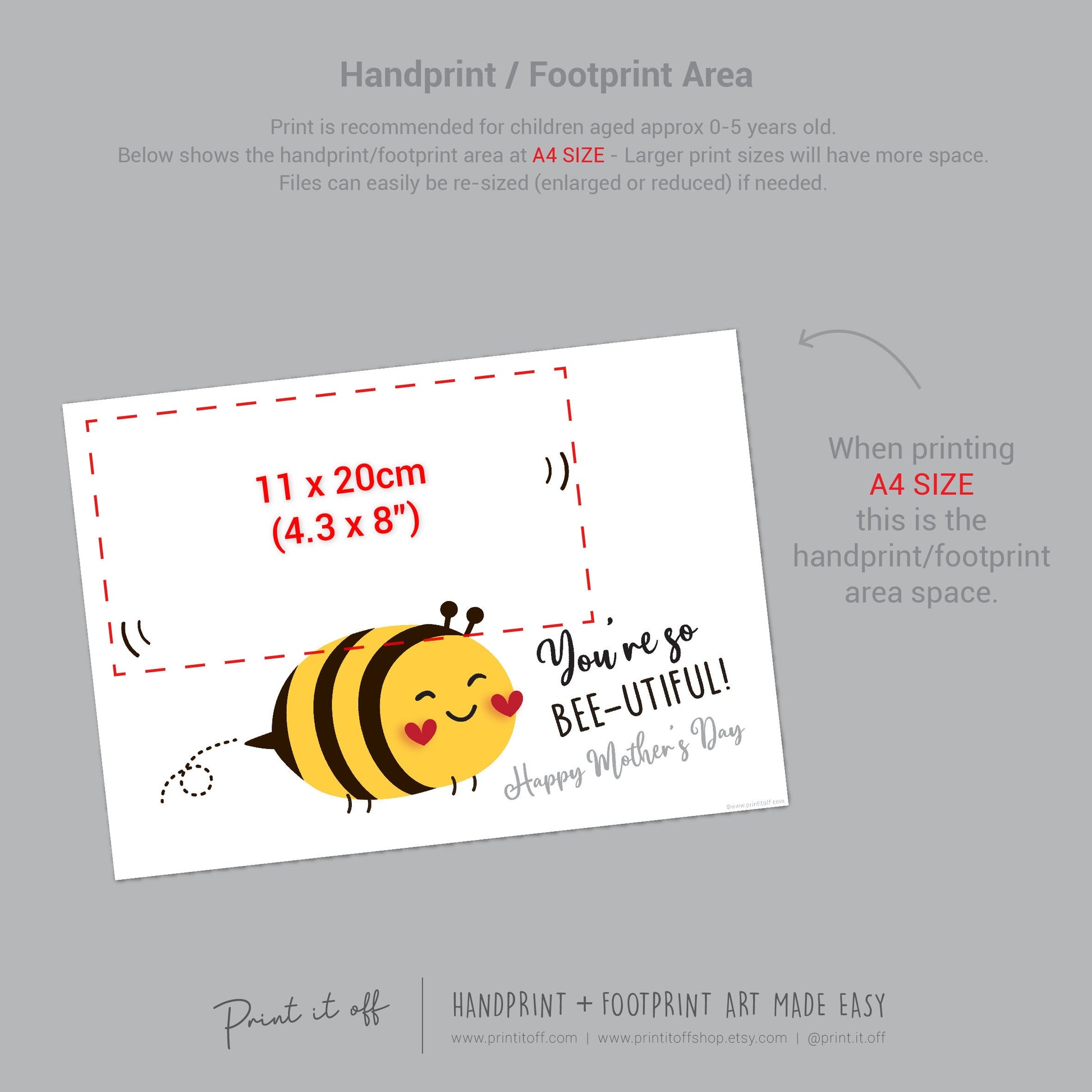 You're so Bee-utiful / Handprint Footprint Art Craft / Mother's Day Bee / DIY Card Gift / Kids Baby Toddler / Print it Off