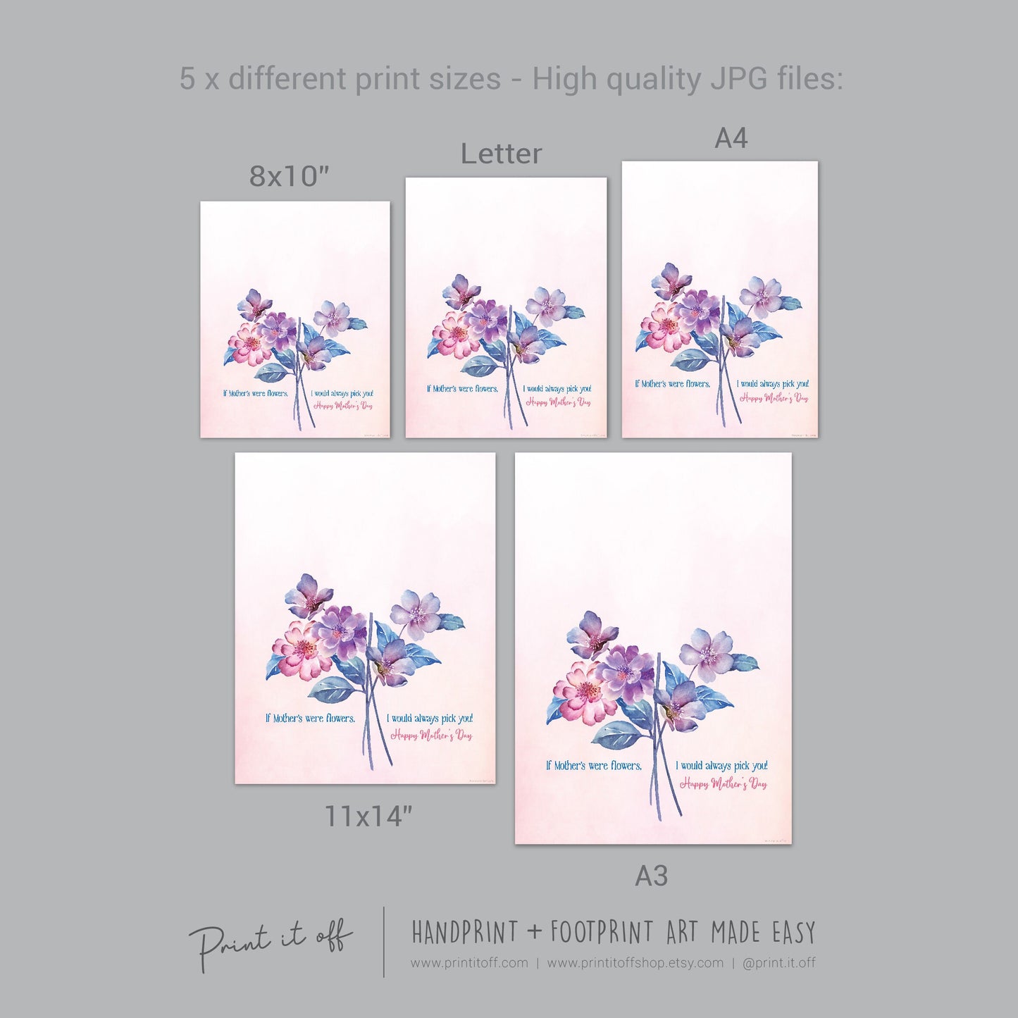 If Mother's Were Flowers I'd Pick You / Mother's Day Handprint Hand Art Craft / Kids Baby Toddler / Keepsake DIY Card / Print It Off