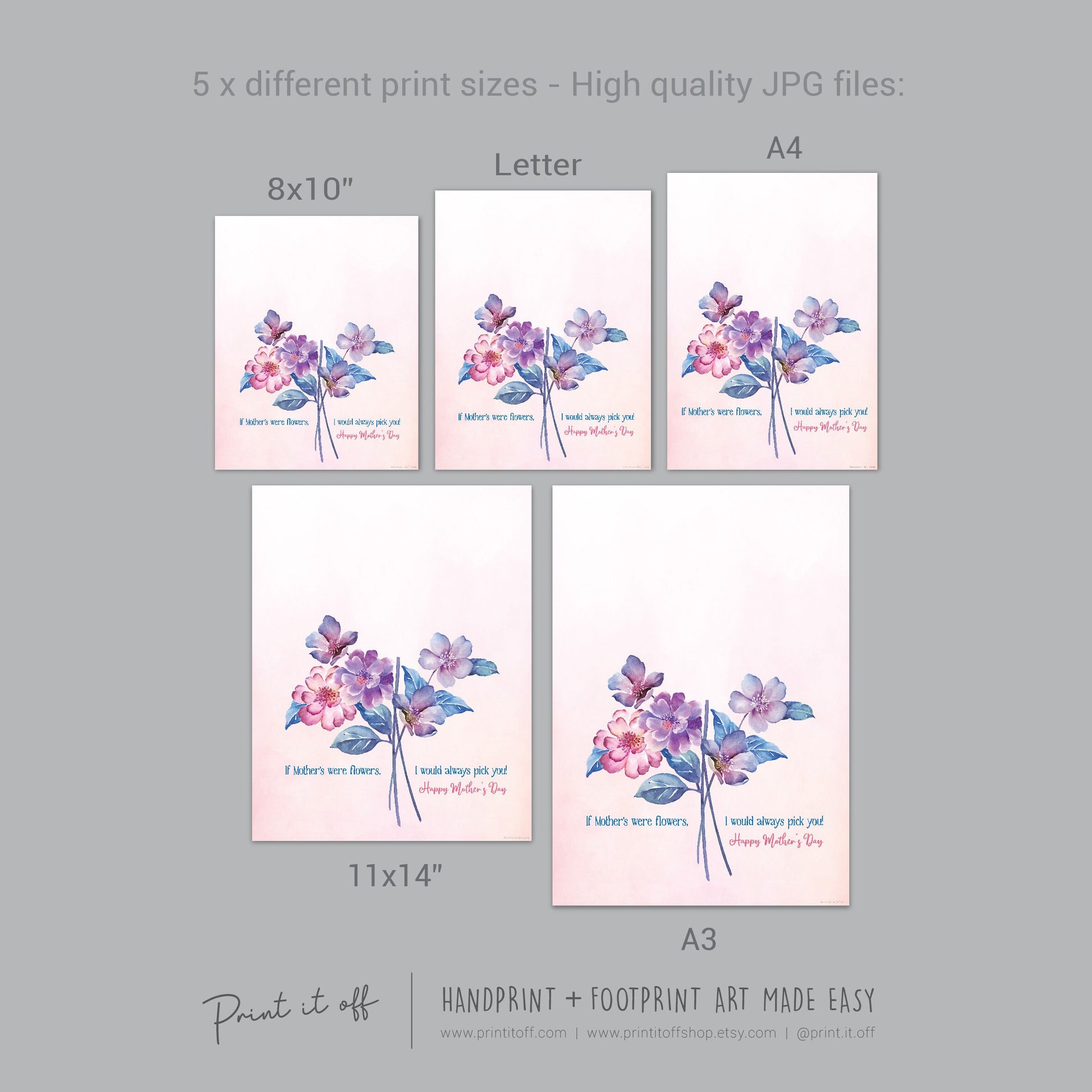 If Mother's Were Flowers I'd Pick You / Mother's Day Handprint Hand Art Craft / Kids Baby Toddler / Keepsake DIY Card / Print It Off