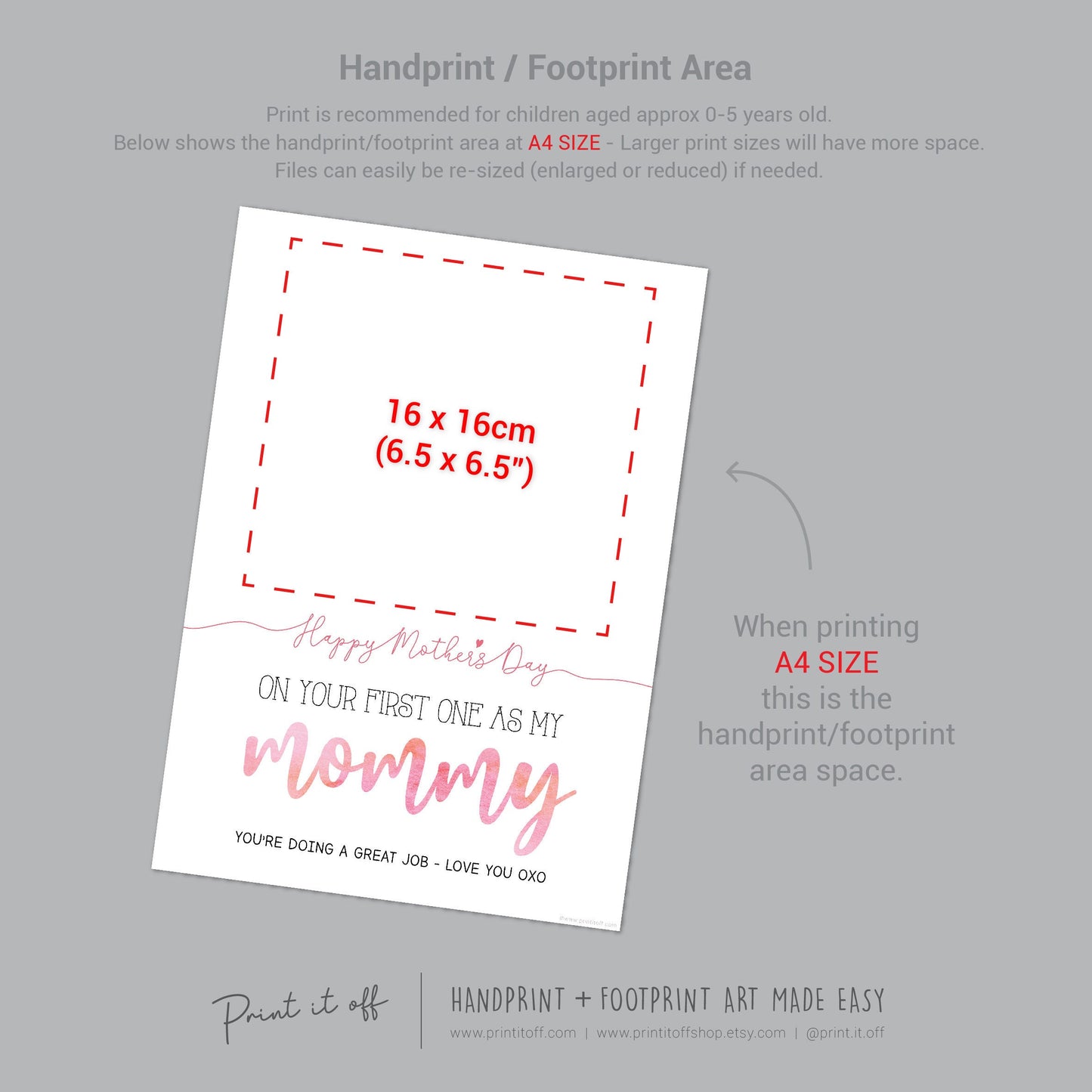 Mommy 1st First Mother's Day Mom / Footprint Handprint Feet Foot Art Craft / Kids Baby Toddler / Keepsake DIY Card / Print It Off